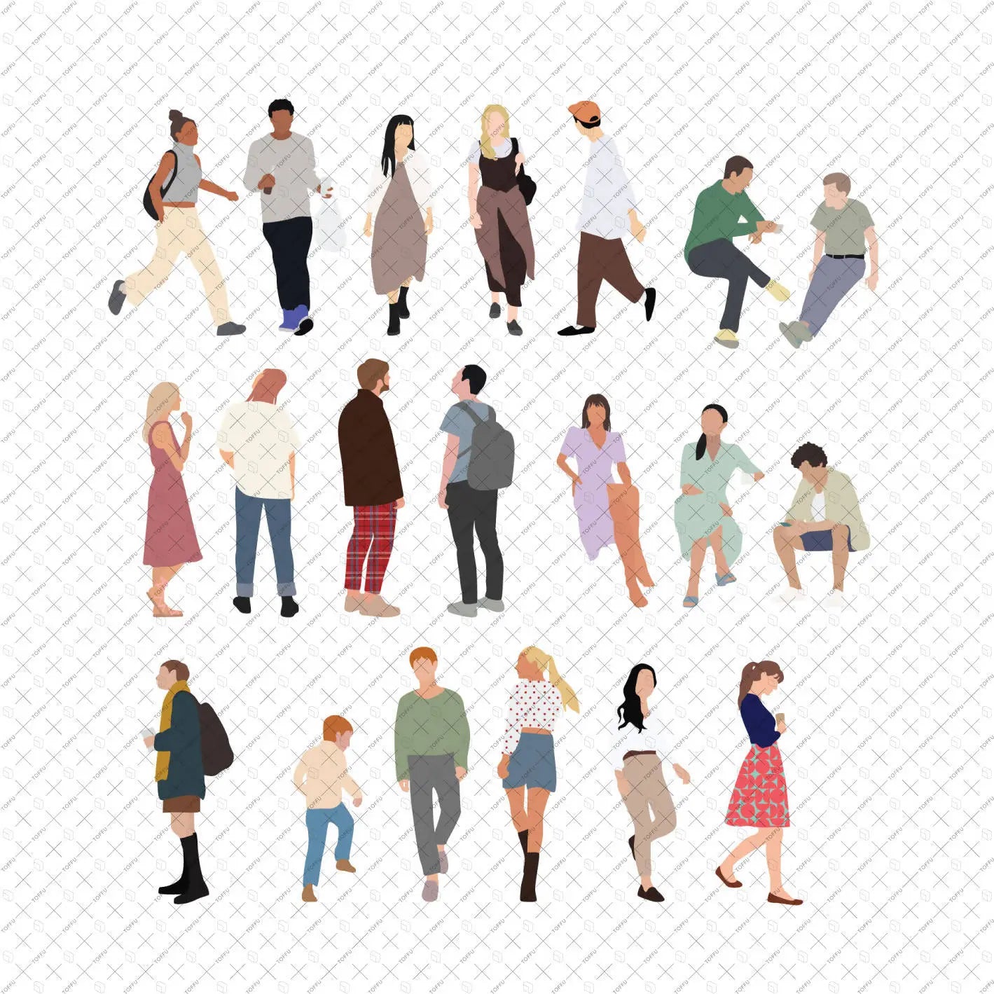 Flat Vector People by Category Mega Pack Digital Artwork drawings | Toffu Co