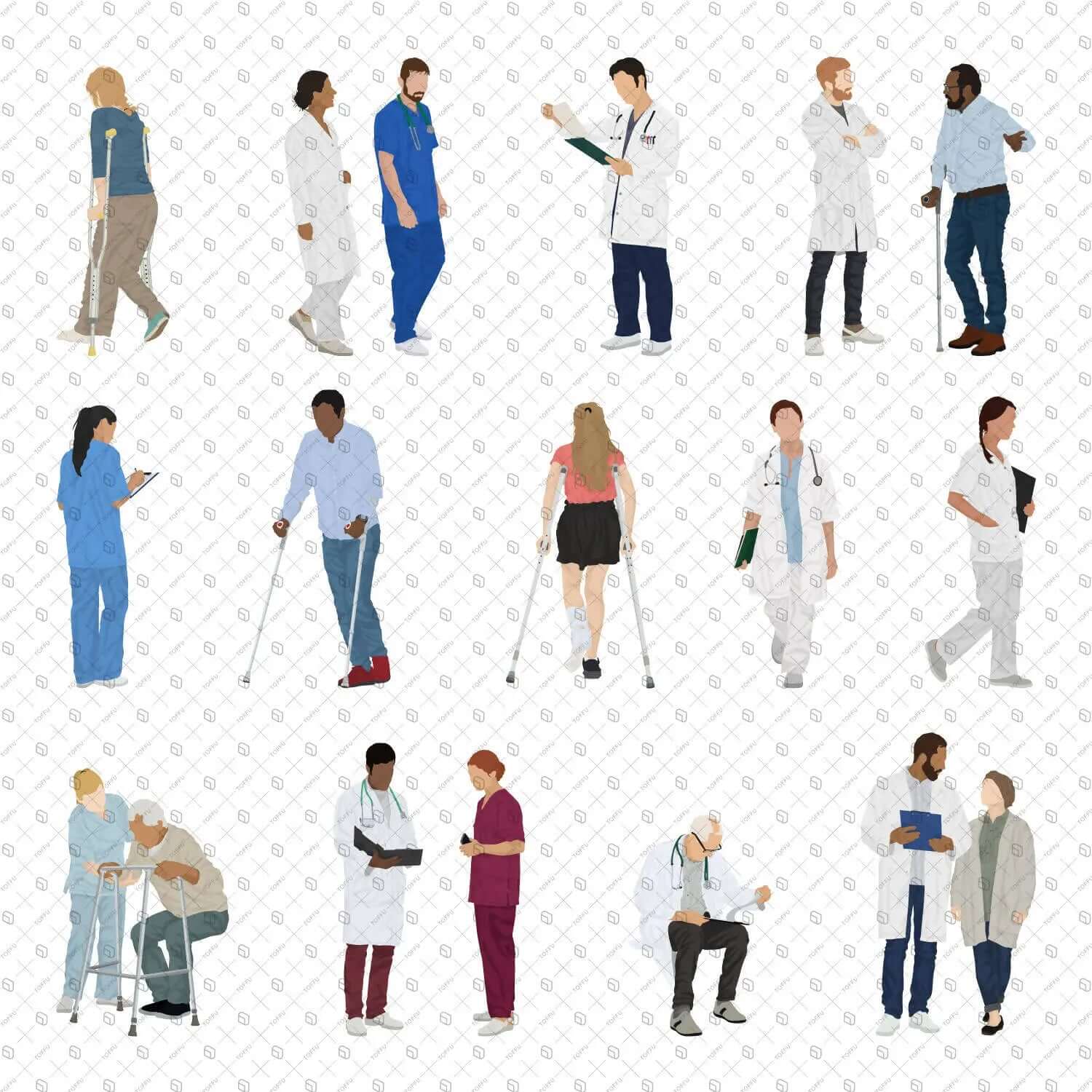 Flat Vector People at the Hospital Digital Artwork drawings | Toffu Co