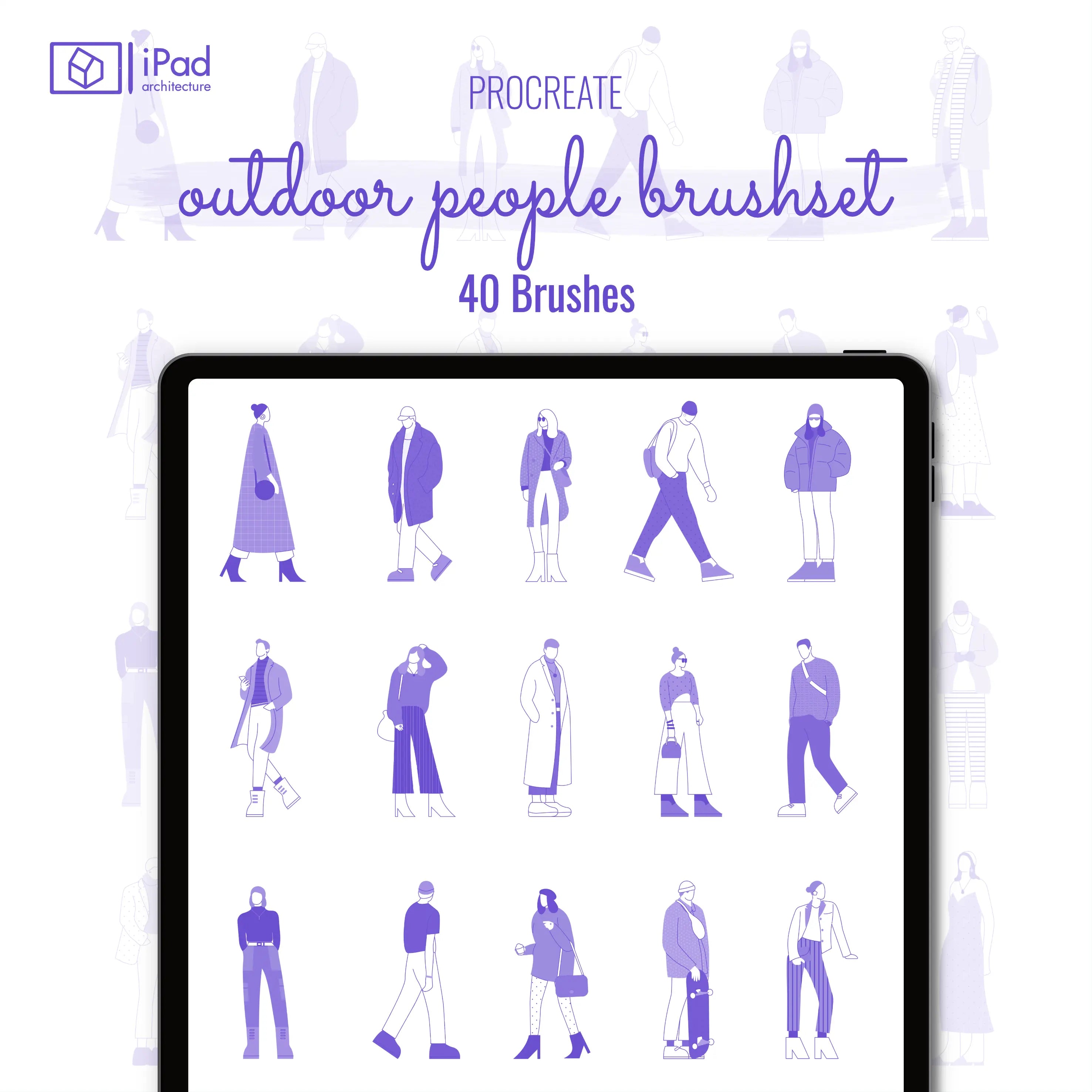 Procreate Outdoor People Brushset Digital Artwork drawings | Toffu Co