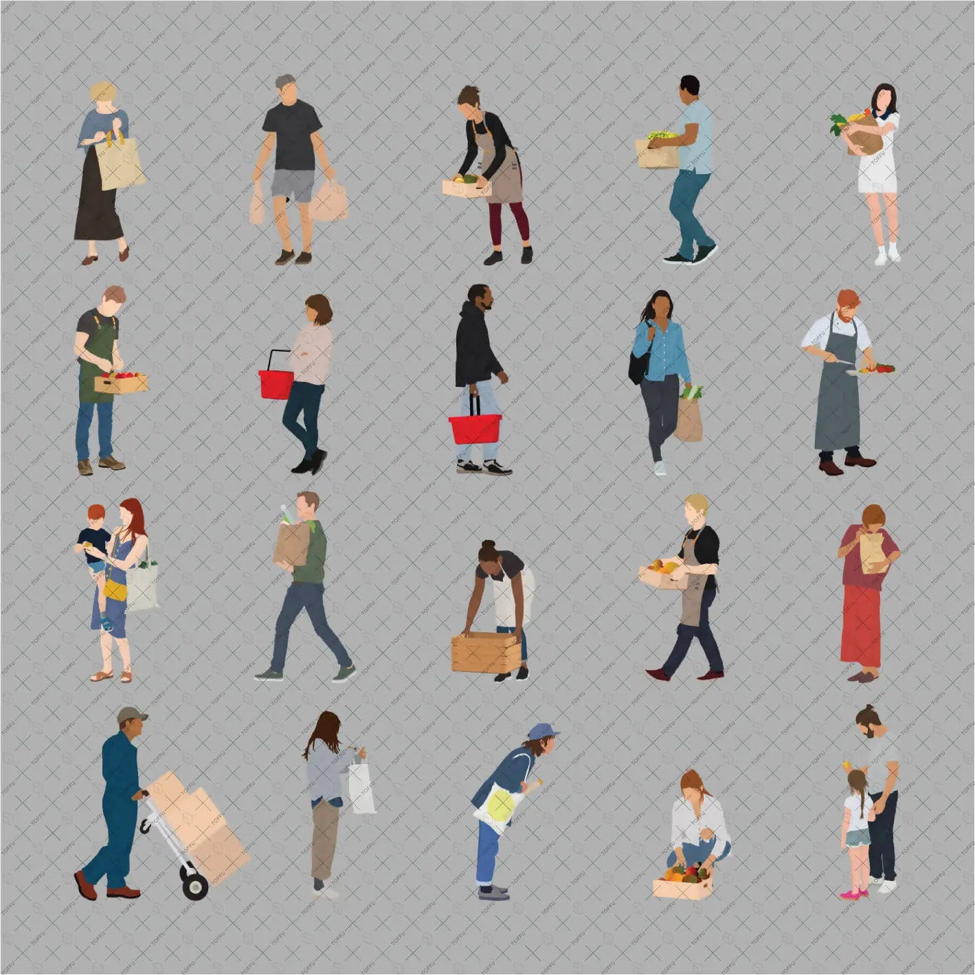 Flat Vector People At The Grocery Store Digital Artwork drawings | Toffu Co