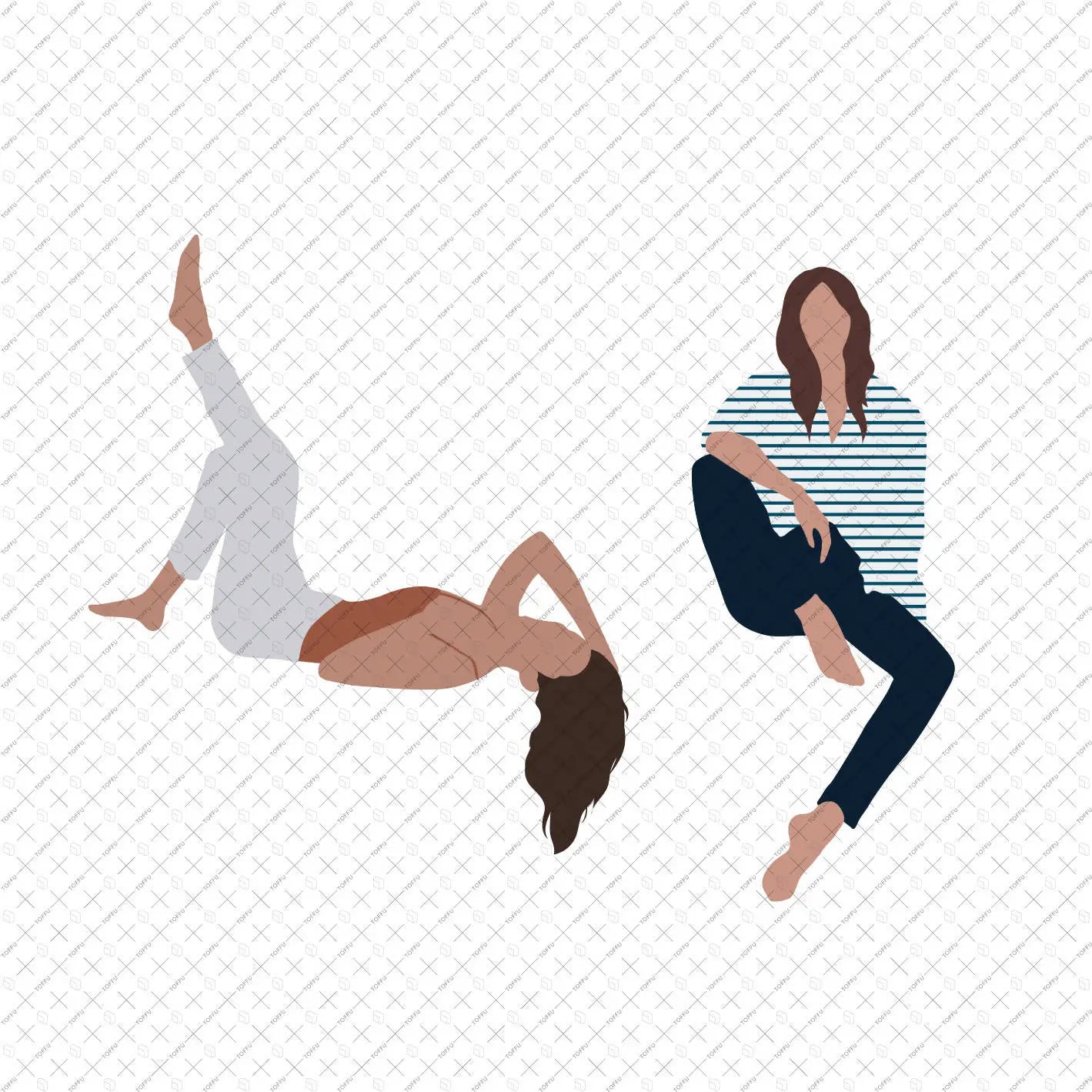 Flat Vector People Sitting 2 Digital Artwork drawings | Toffu Co