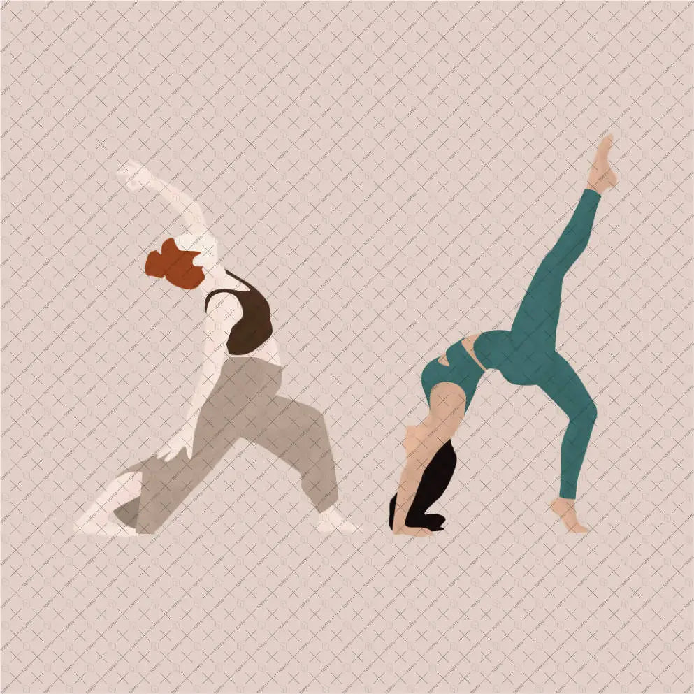 Flat Vector Women Doing Yoga Digital Artwork drawings | Toffu Co