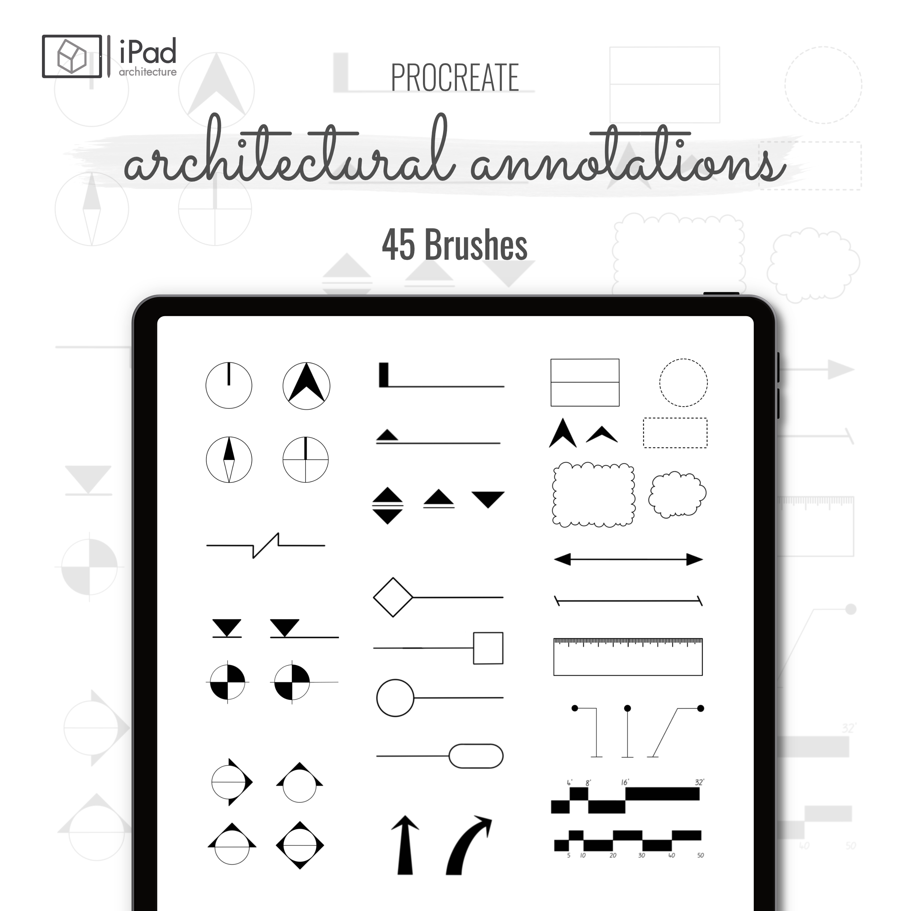 Free - Procreate Architectural Annotations Brushset PNG - Toffu Co