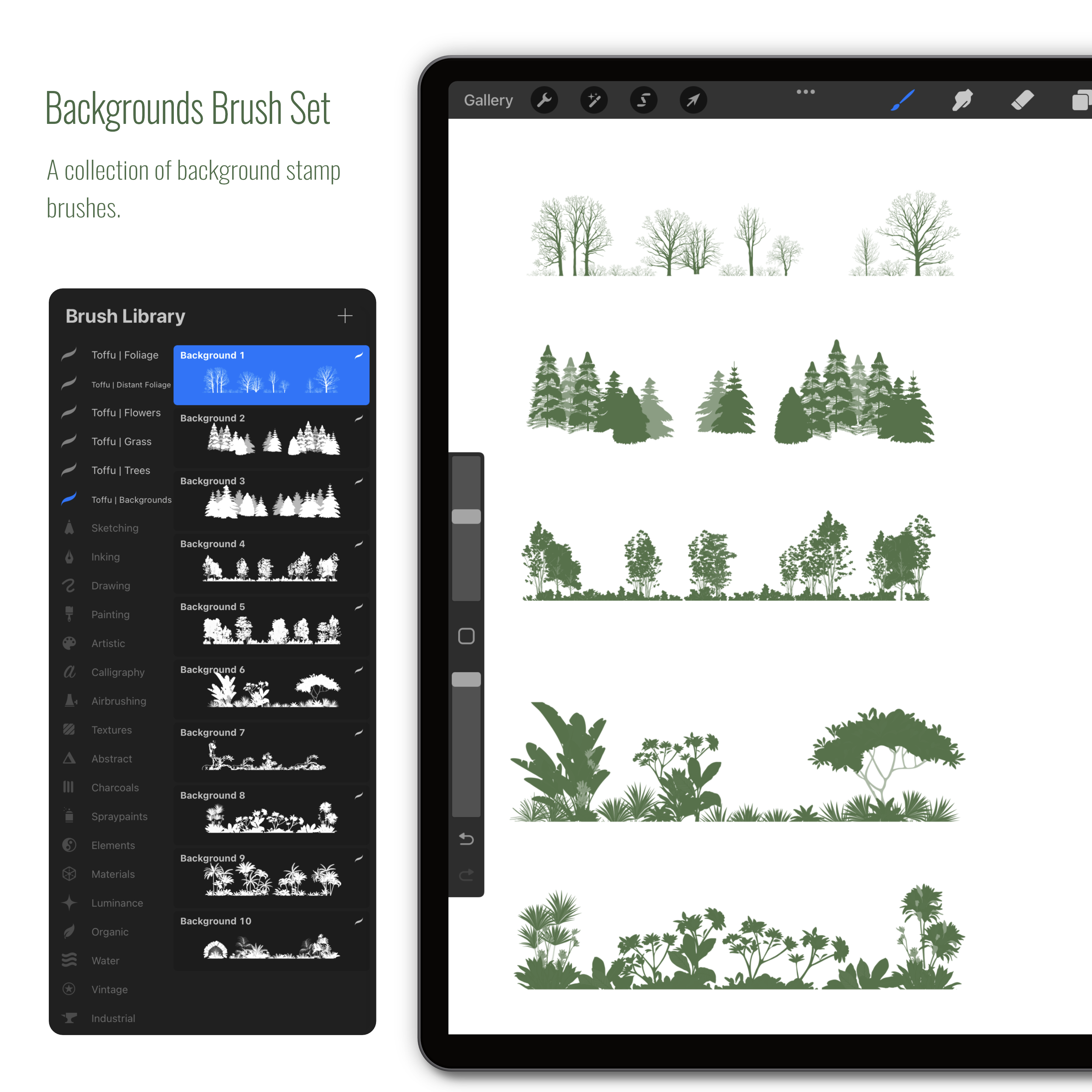 Procreate Landscape Essentials Brushset | Toffu Co