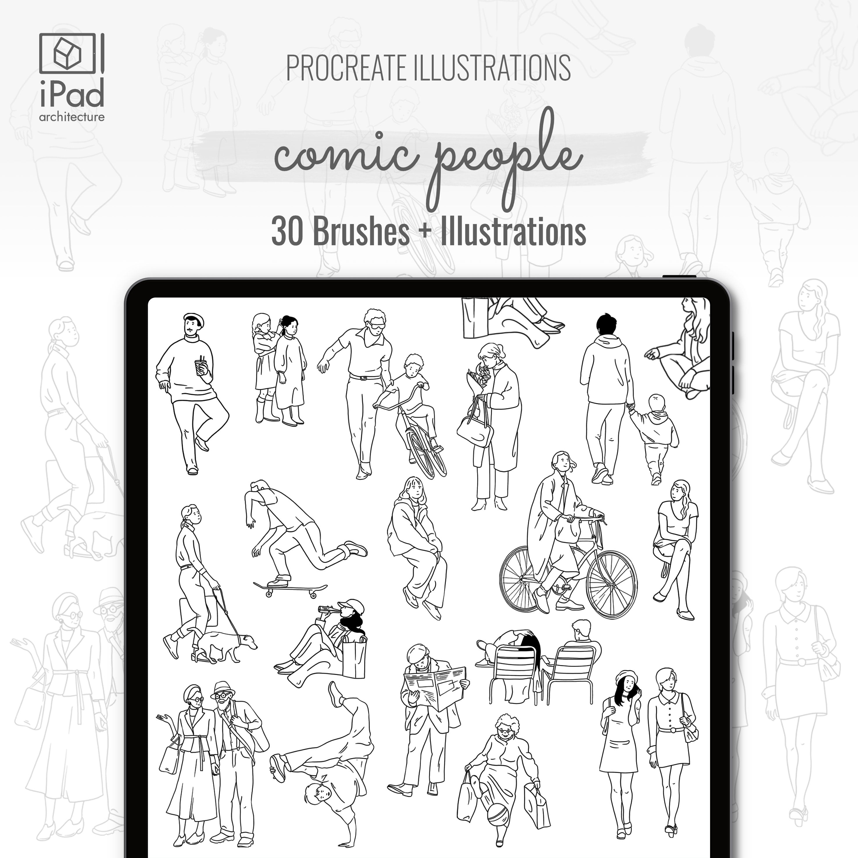 Procreate Comic People Brushset & Illustrations PNG - Toffu Co