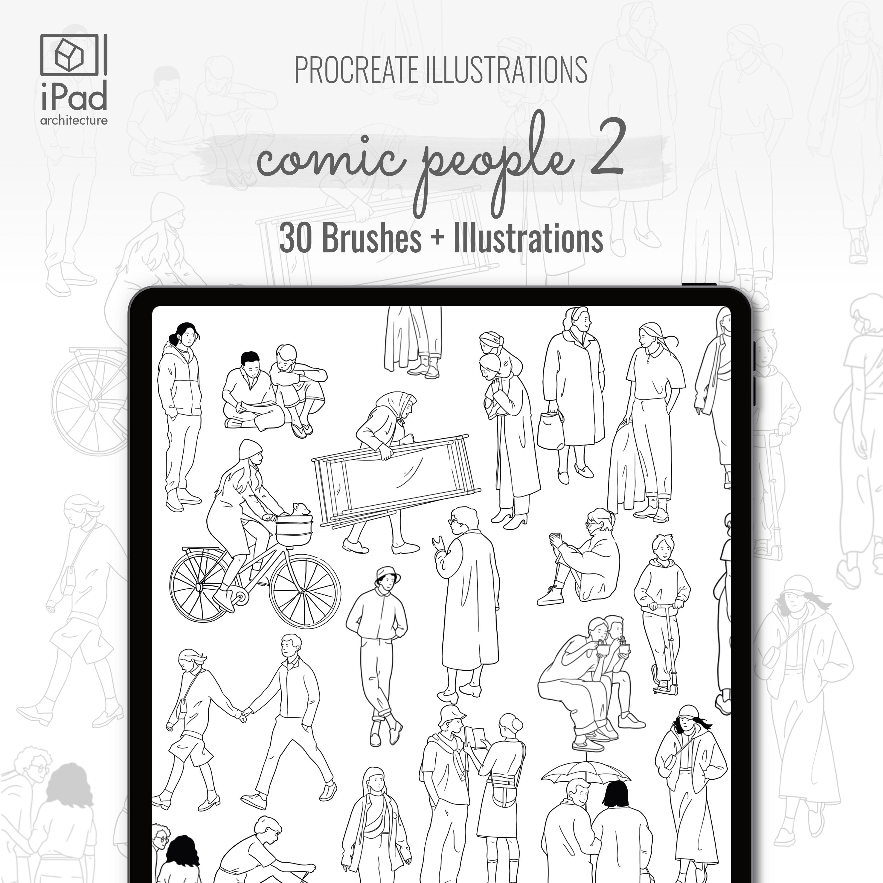 Procreate Comic People Brushset & Illustrations 2 PNG - Toffu Co
