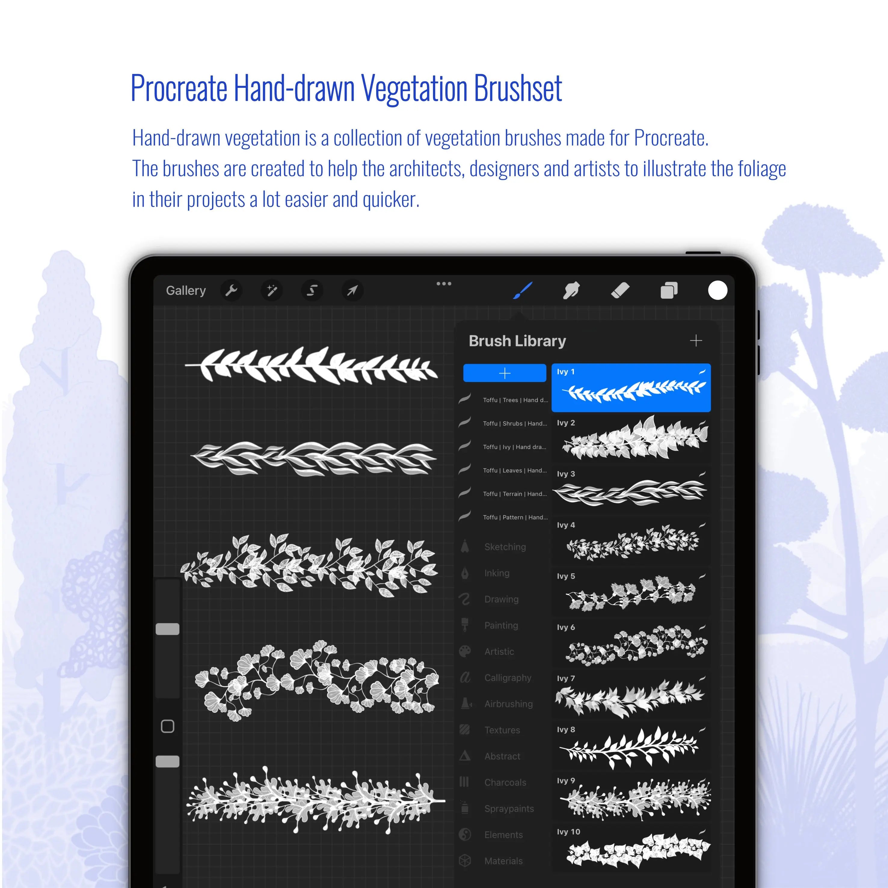 Procreate Hand References Procreate Hand-drawn Vegetation Brushset – Toffu Co