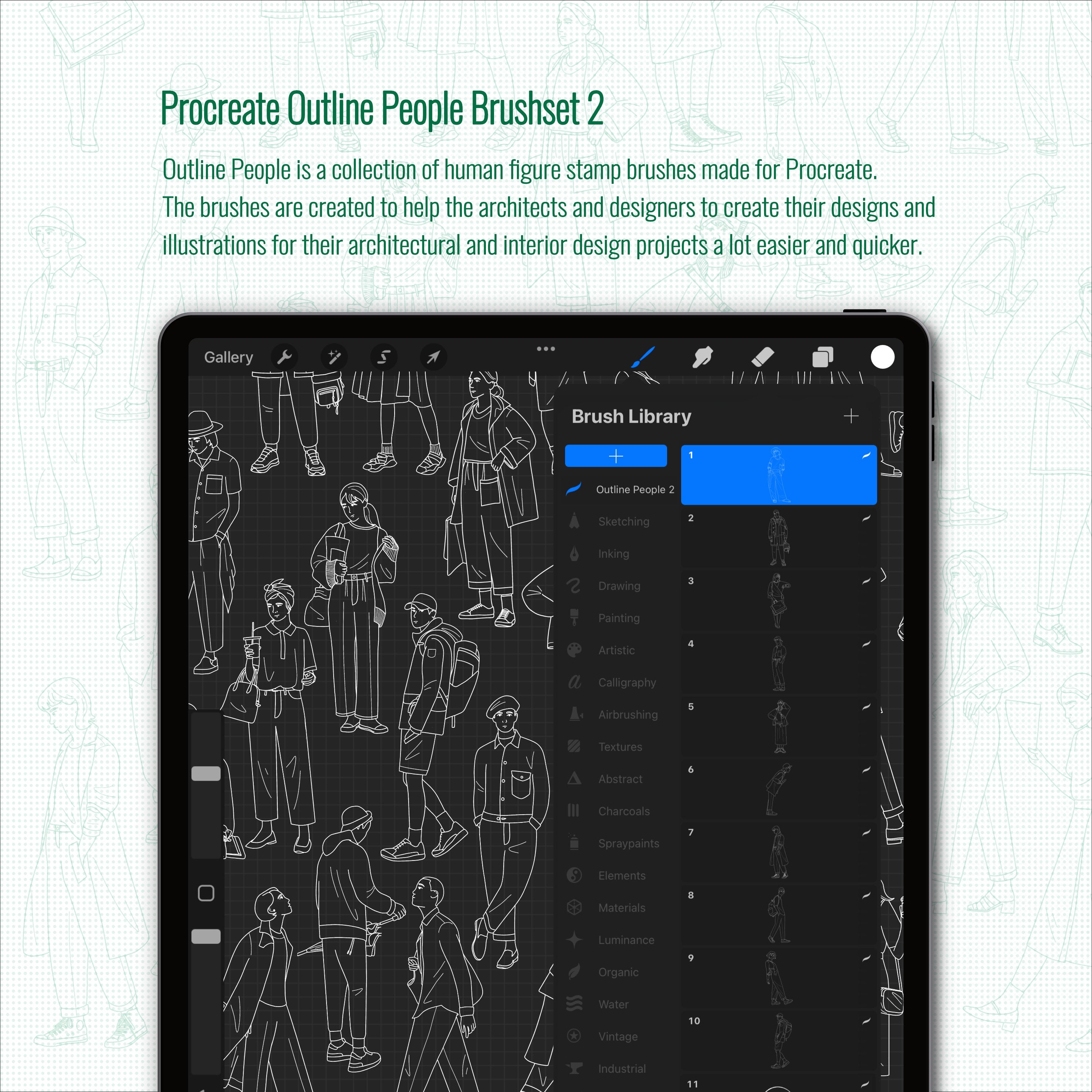 Procreate Outline People Brushset 2 PNG - Toffu Co