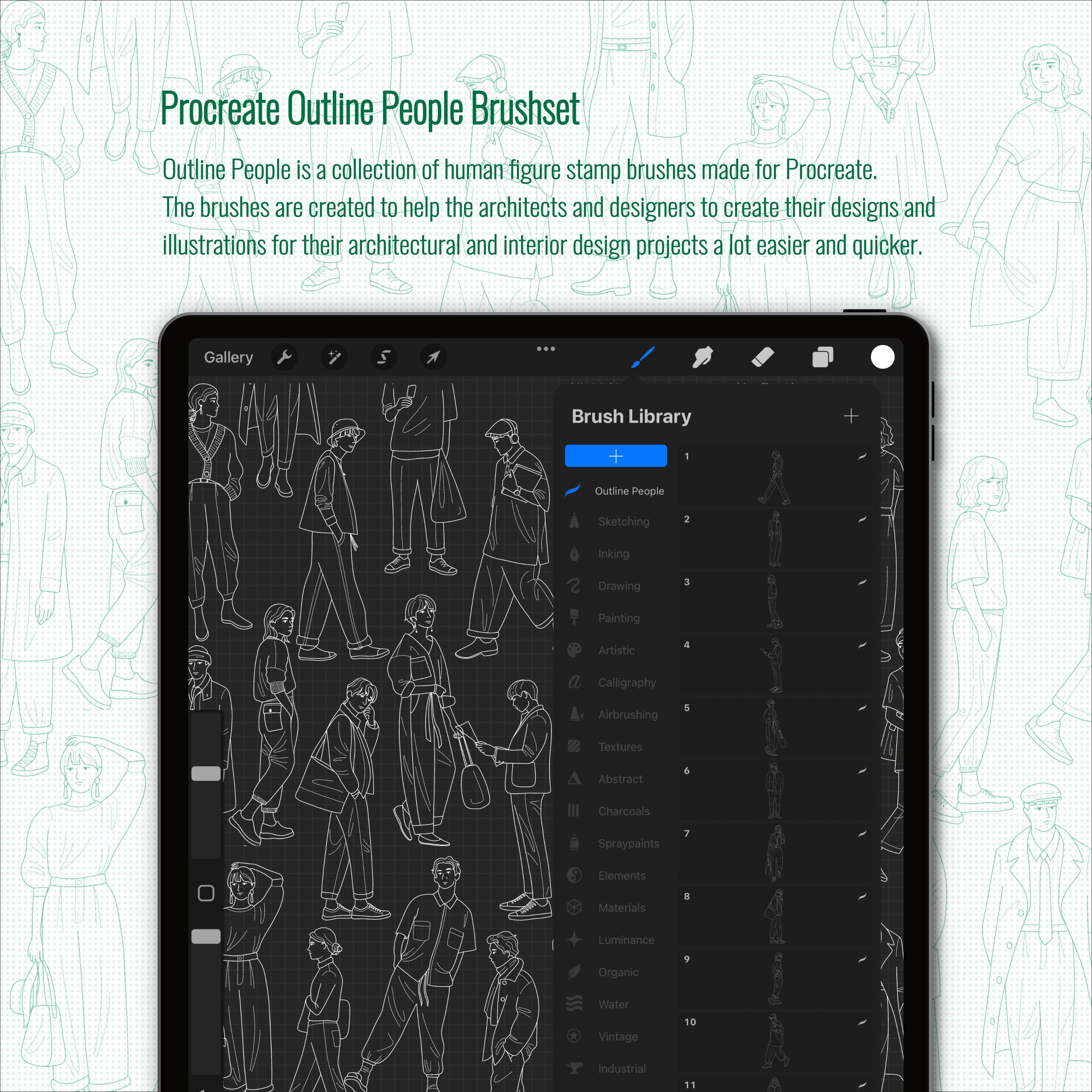 Procreate Outline People Brushset PNG - Toffu Co