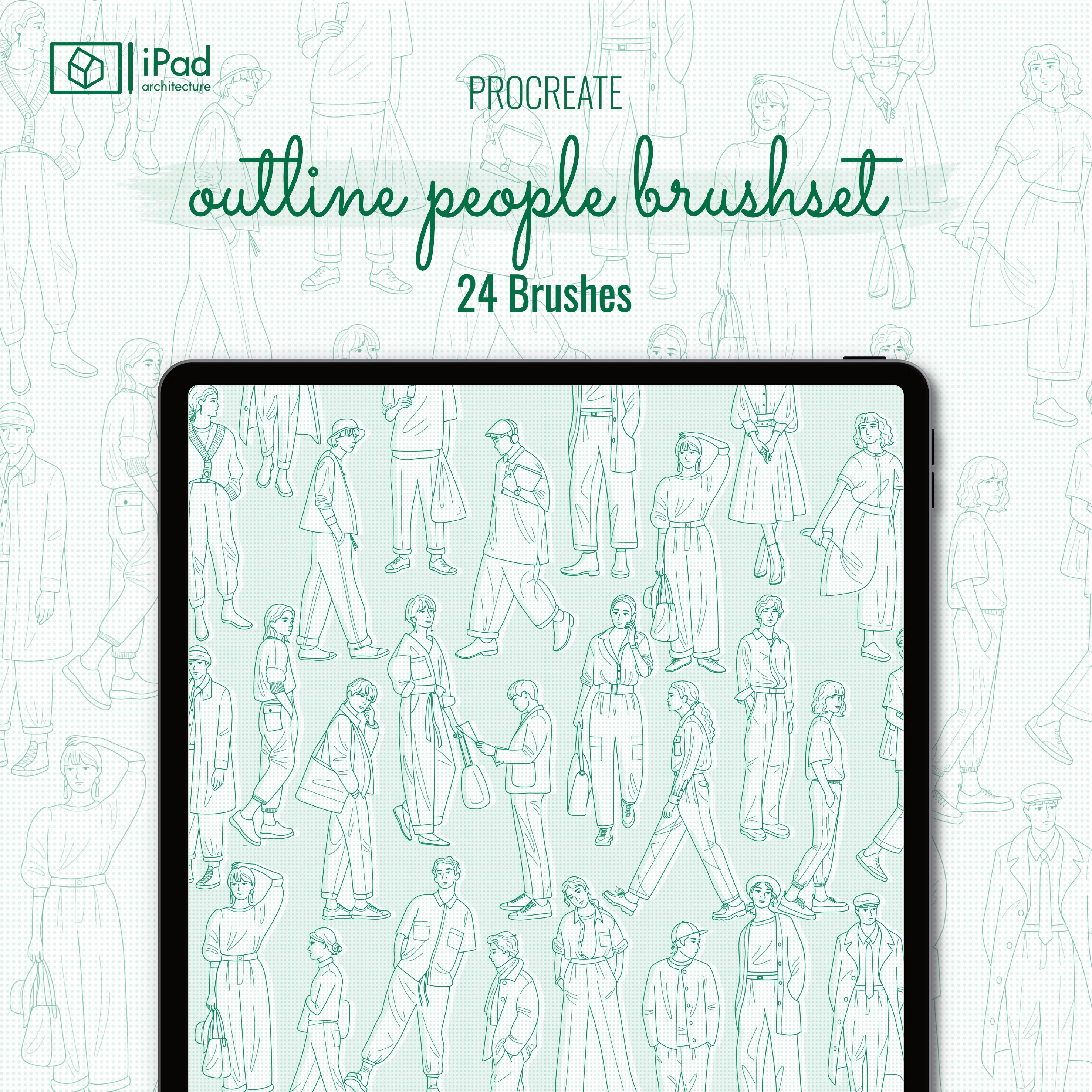 Procreate Outline People Brushset PNG - Toffu Co
