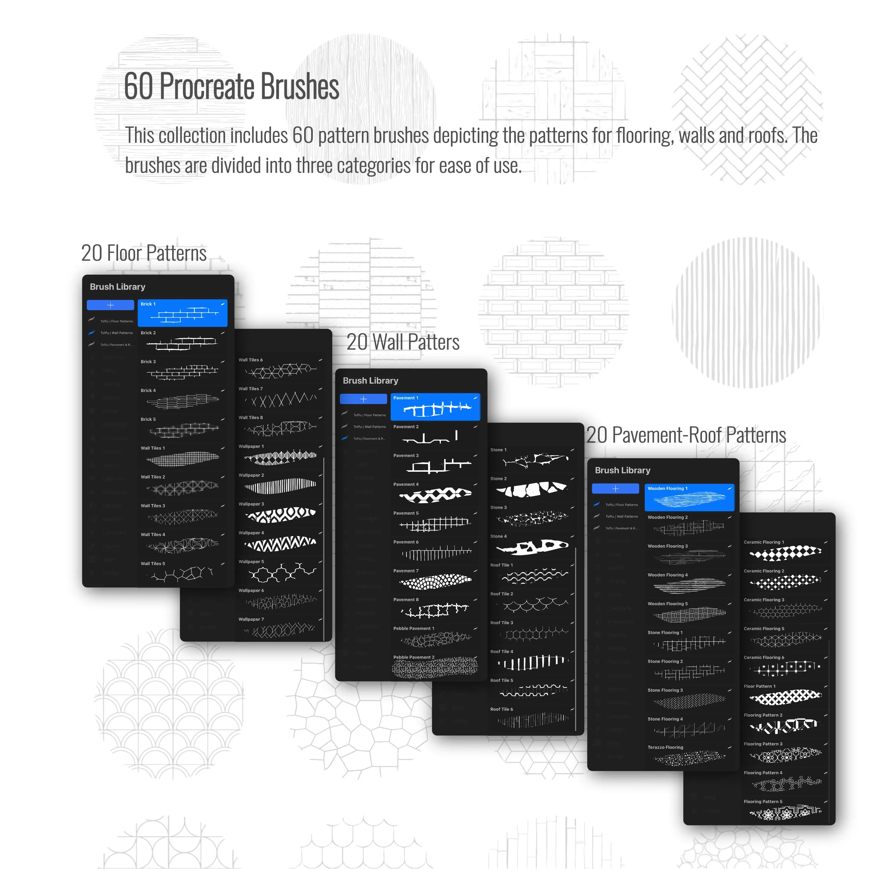 Procreate Architectural Patterns Brushset PNG - Toffu Co