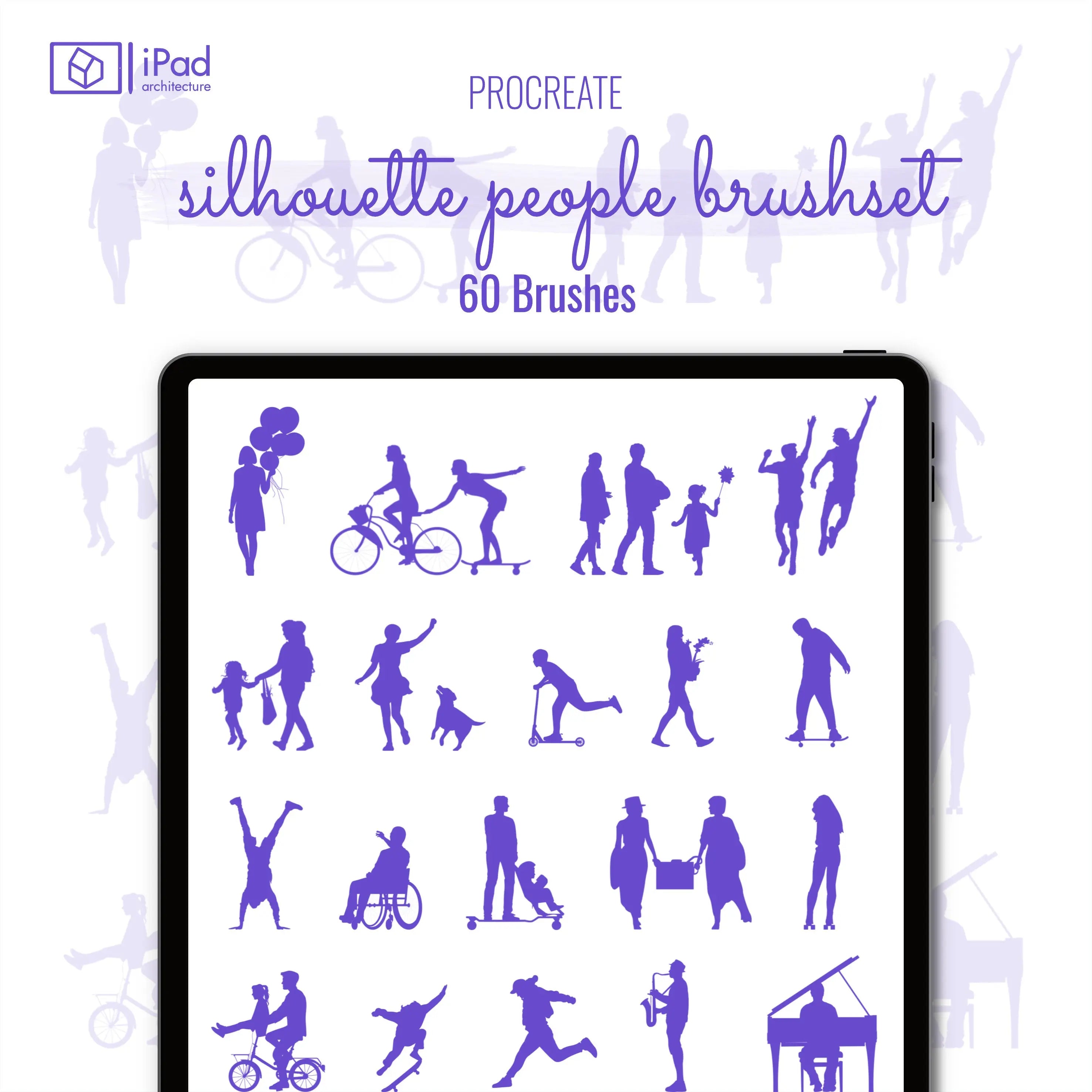 Procreate Silhouette People Brushset Digital Artwork drawings | Toffu Co