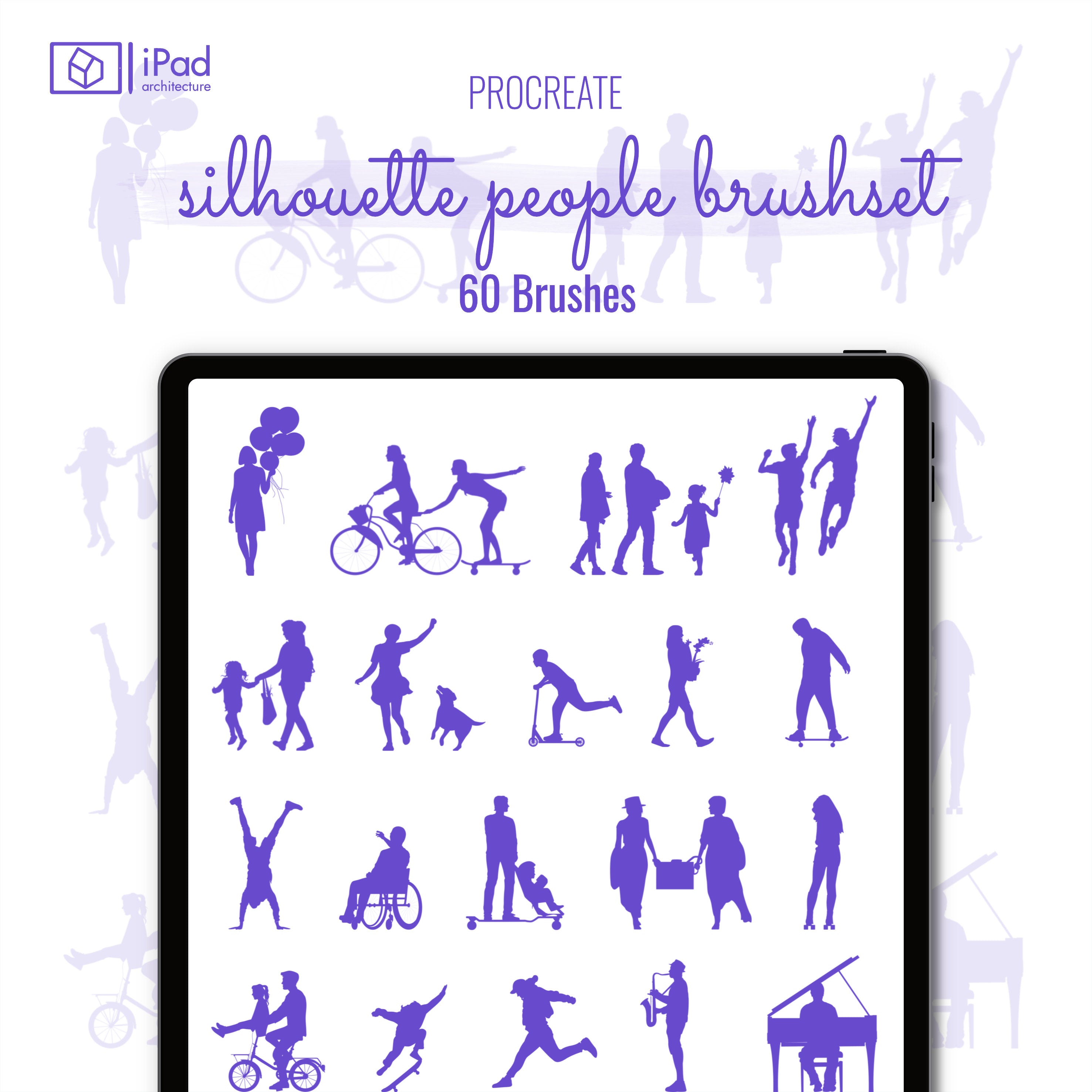 Procreate Silhouette People Brushset PNG - Toffu Co