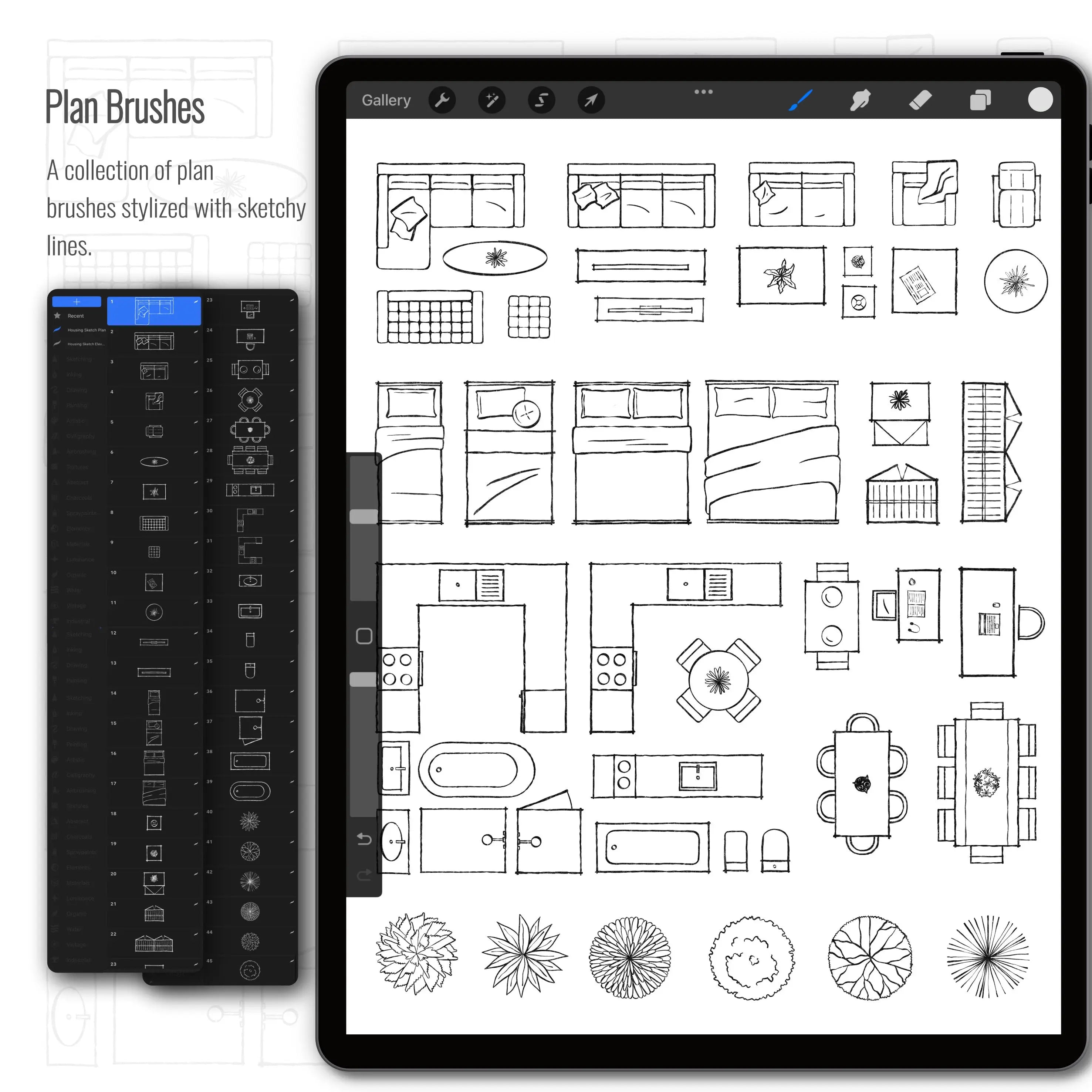 Procreate Housing Sketch Brushset PNG - Toffu Co