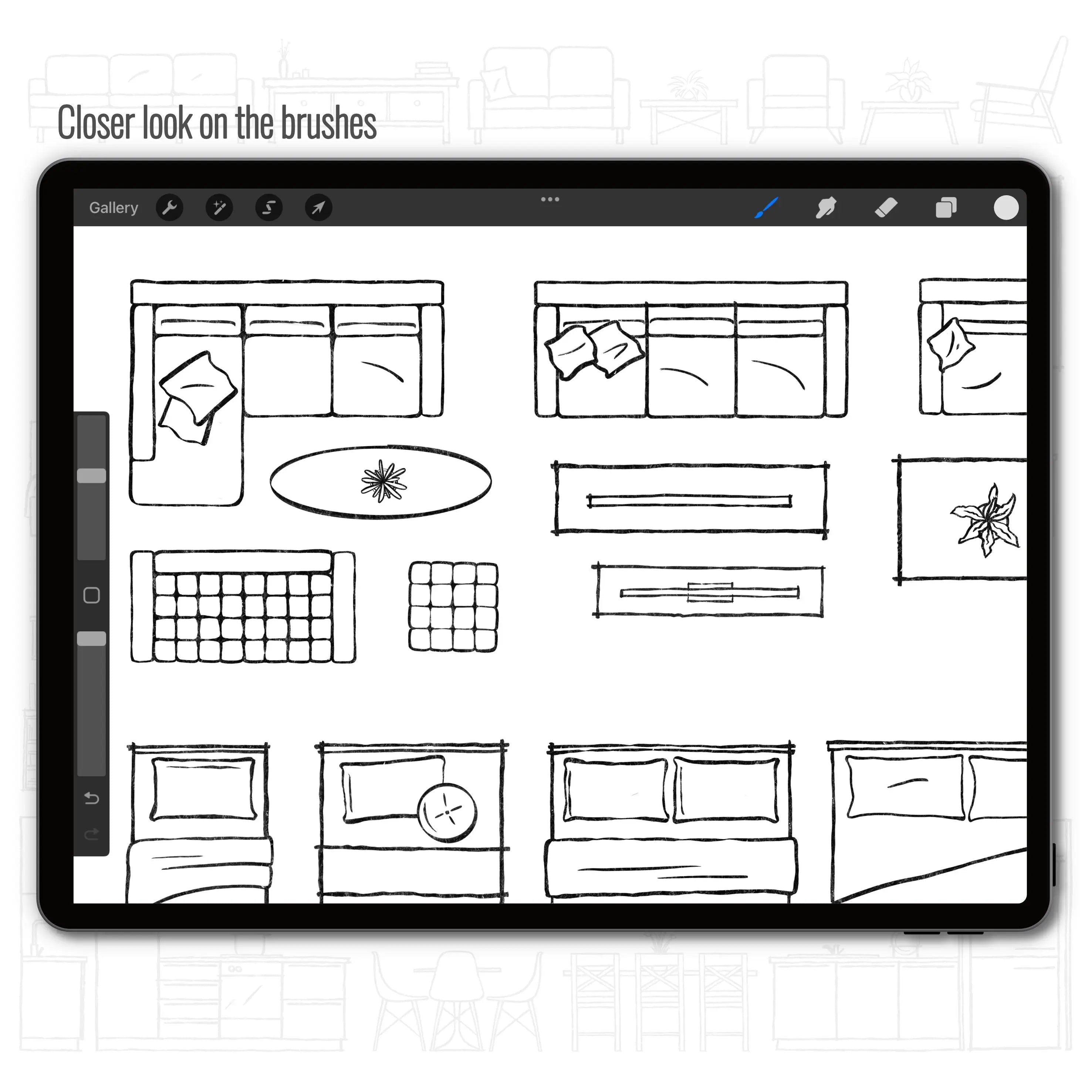 Procreate Housing Sketch Brushset PNG - Toffu Co