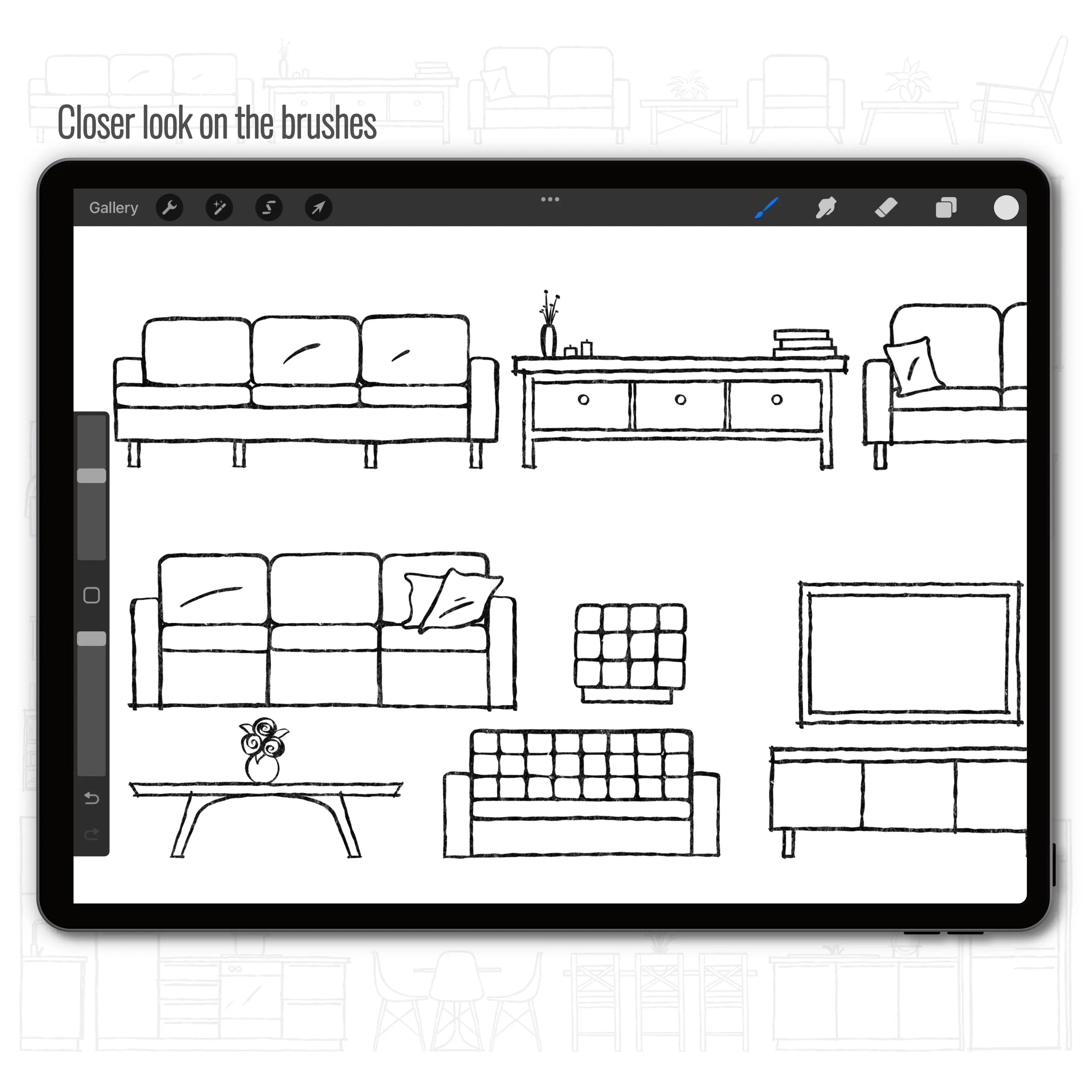 Procreate Housing Sketch Brushset PNG - Toffu Co