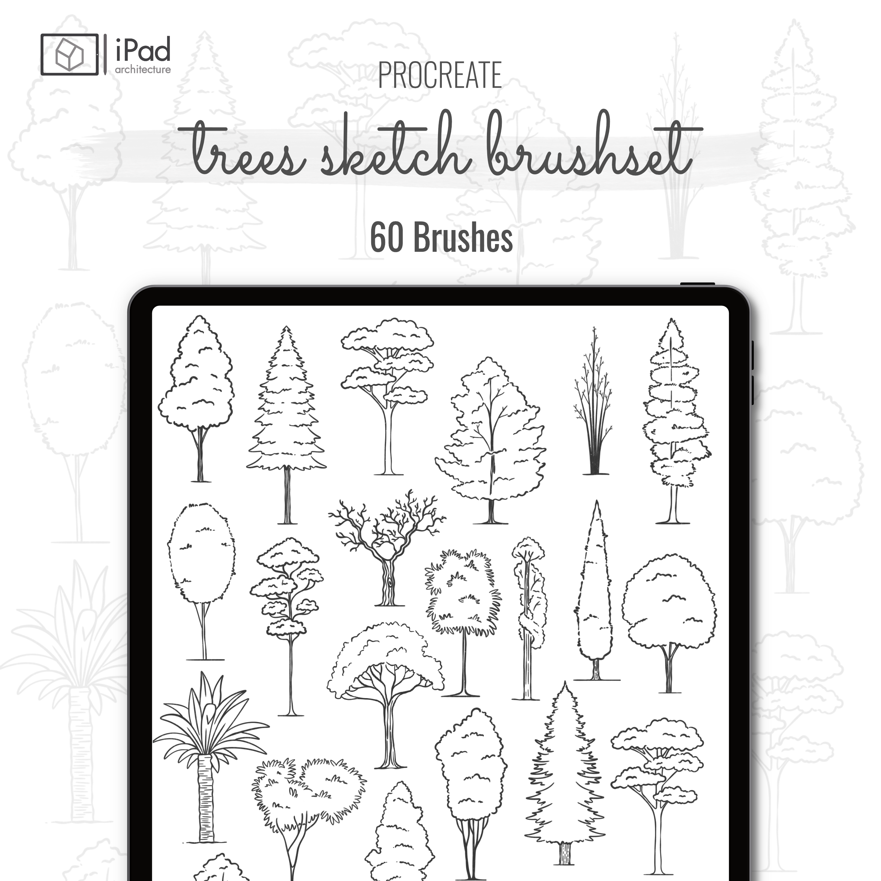 Procreate Trees Sketch Brushset PNG - Toffu Co