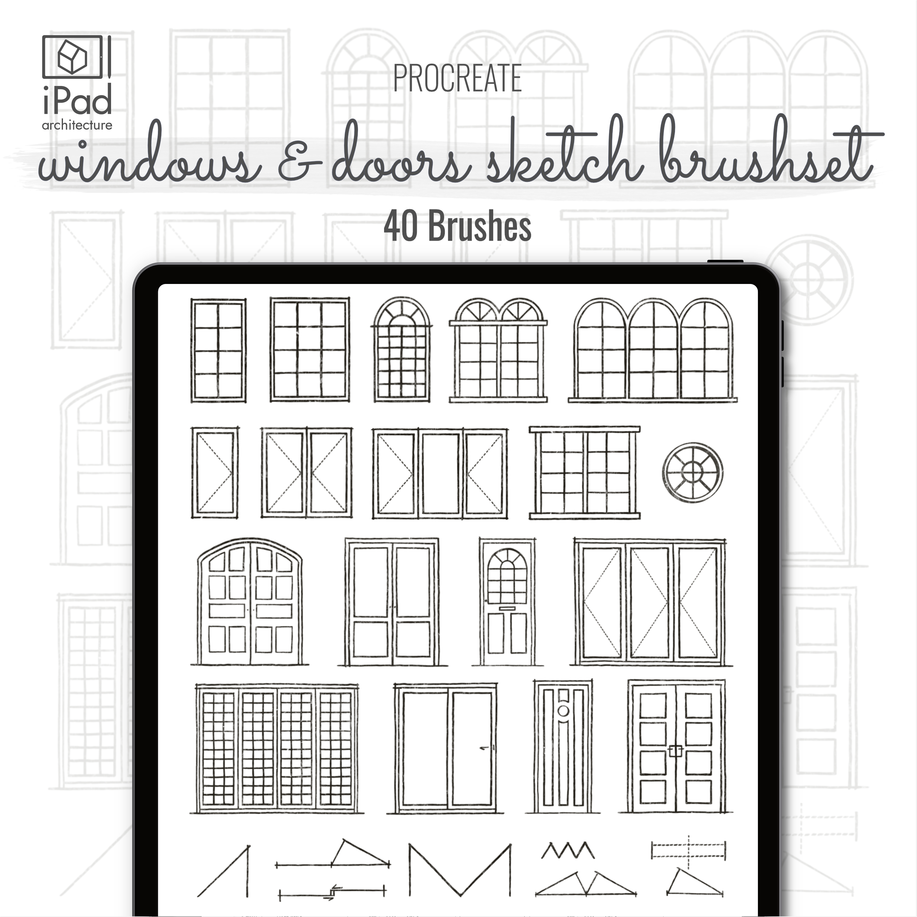 Procreate Windows & Doors Sketch Brushset PNG - Toffu Co