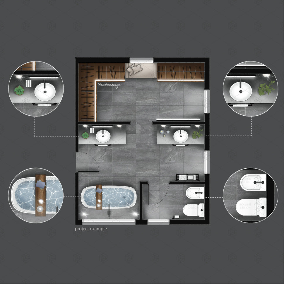 Procreate Illustration & PNG Bathroom Set Plan View – Toffu Co