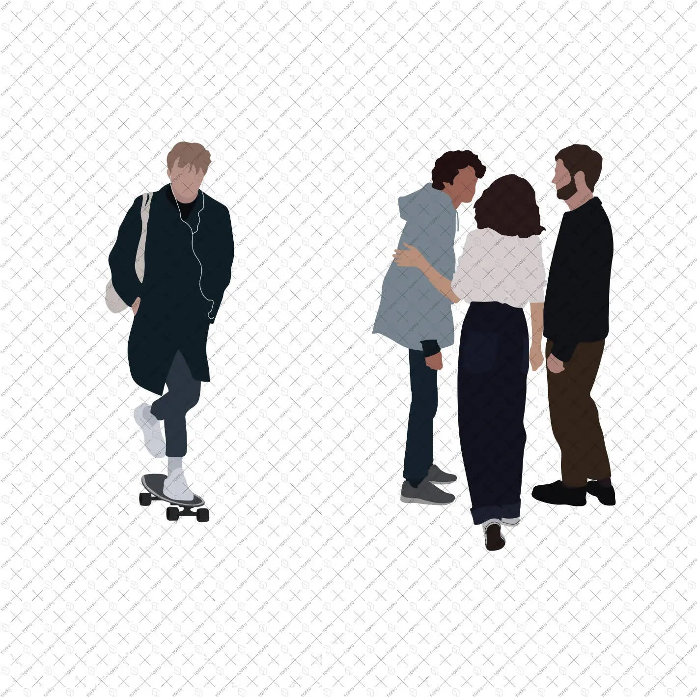 Flat Vector People Standing 1 Digital Artwork drawings | Toffu Co