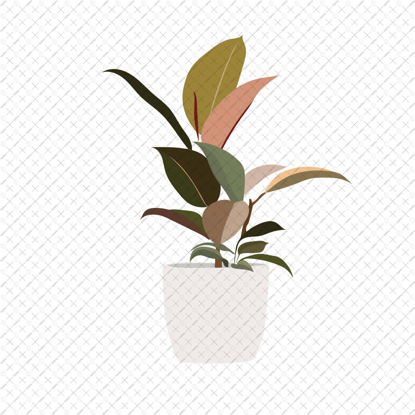 Flat Vector Plants in White Pots (12 Figures) PNG - Toffu Co