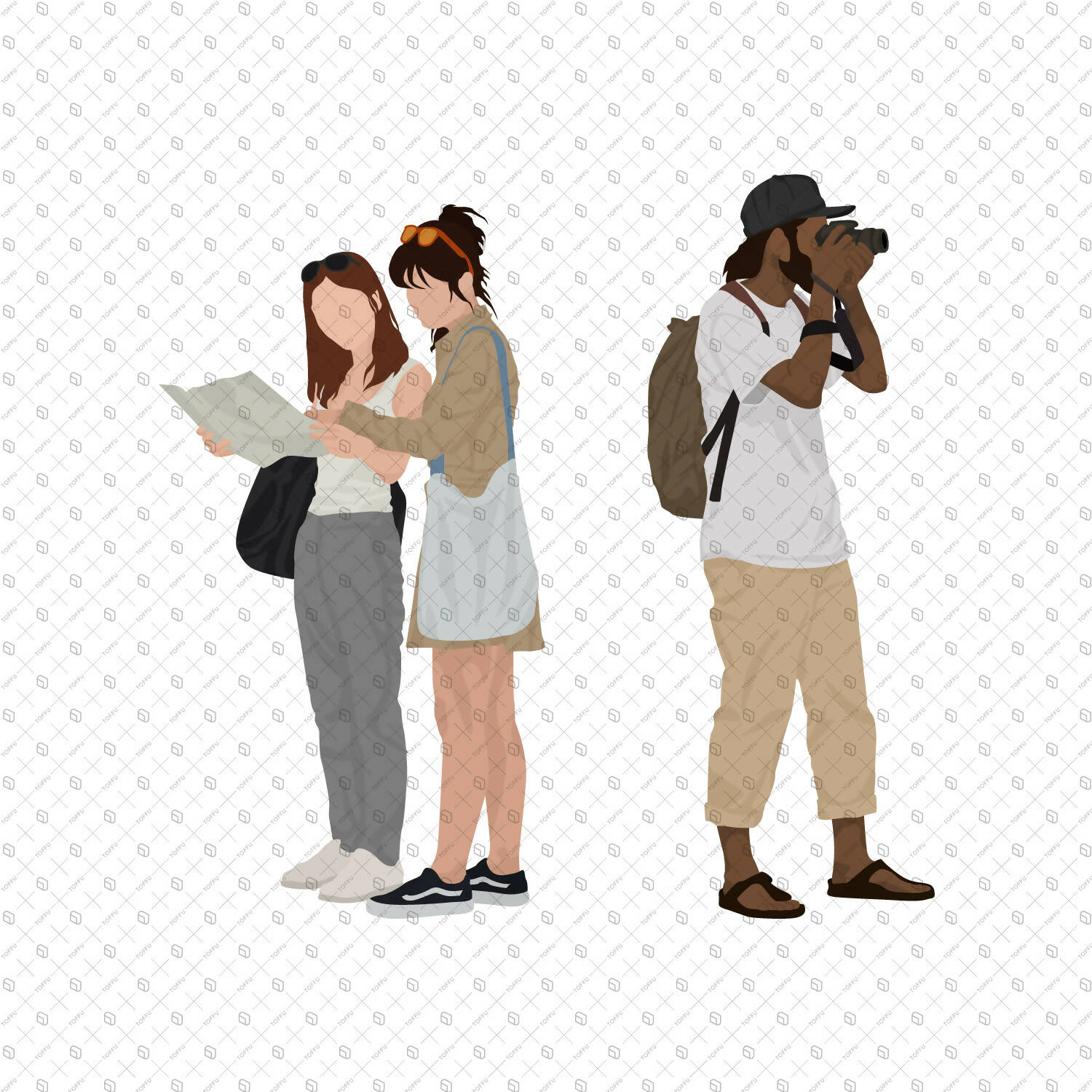 Flat Vector Tourist People PNG - Toffu Co