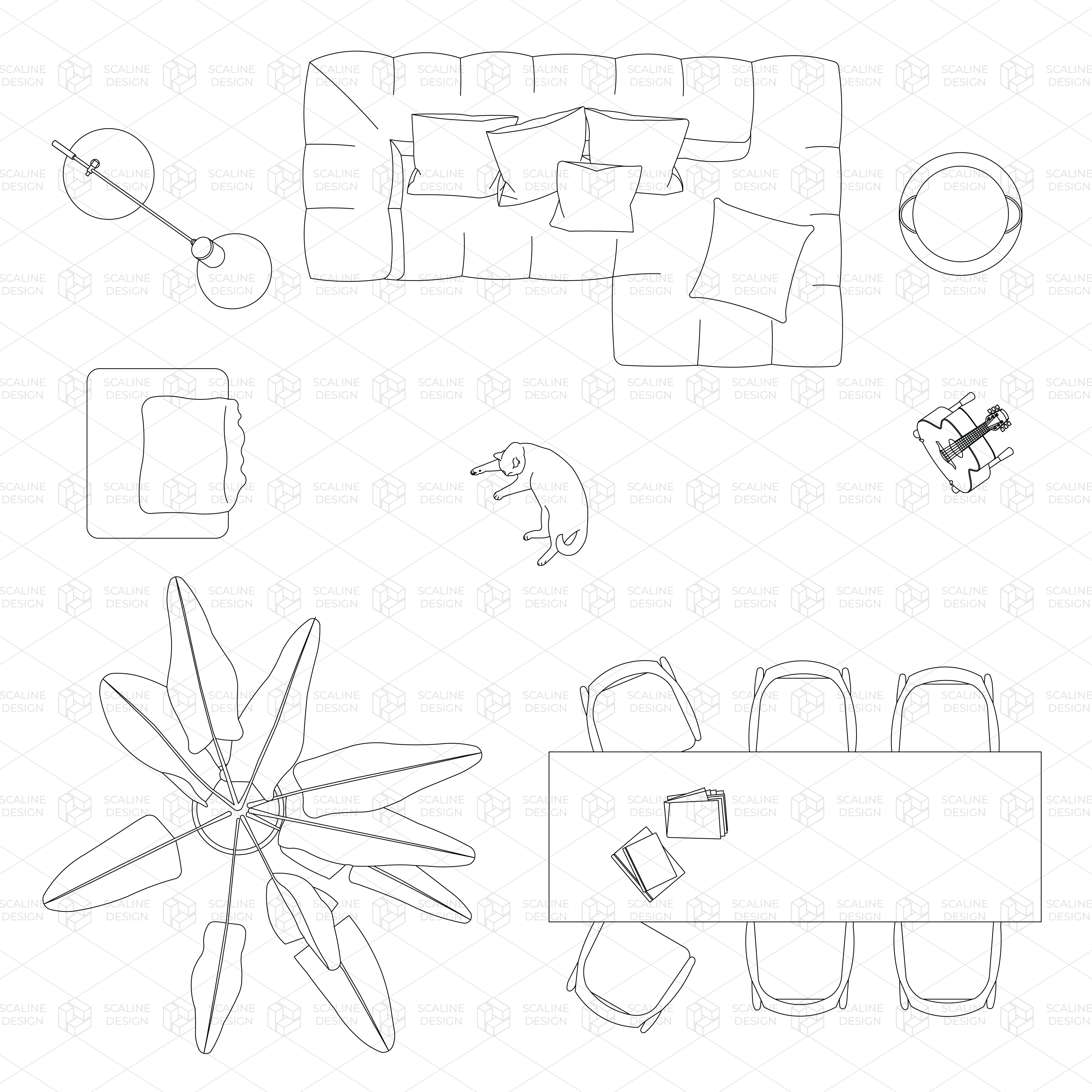 CAD and Vector Living room and decoration PNG - Toffu Co
