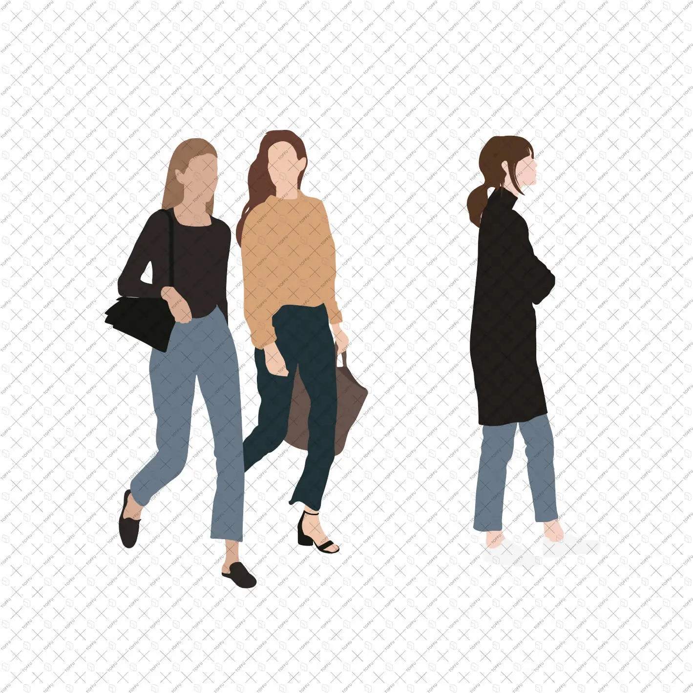 Flat Vector People Standing 2 Digital Artwork drawings | Toffu Co