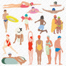 Flat Vector Swimming Pool People 1 Digital Artwork drawings | Toffu Co