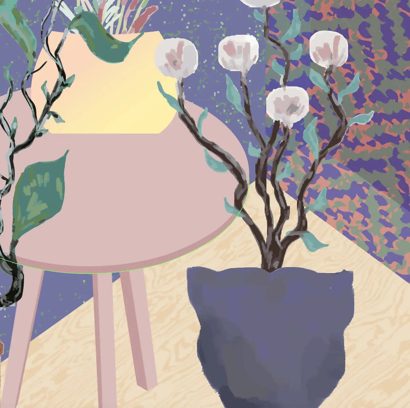 Swatch Snow Corner With Flat Vector Plants Digital Artwork drawings | Toffu Co