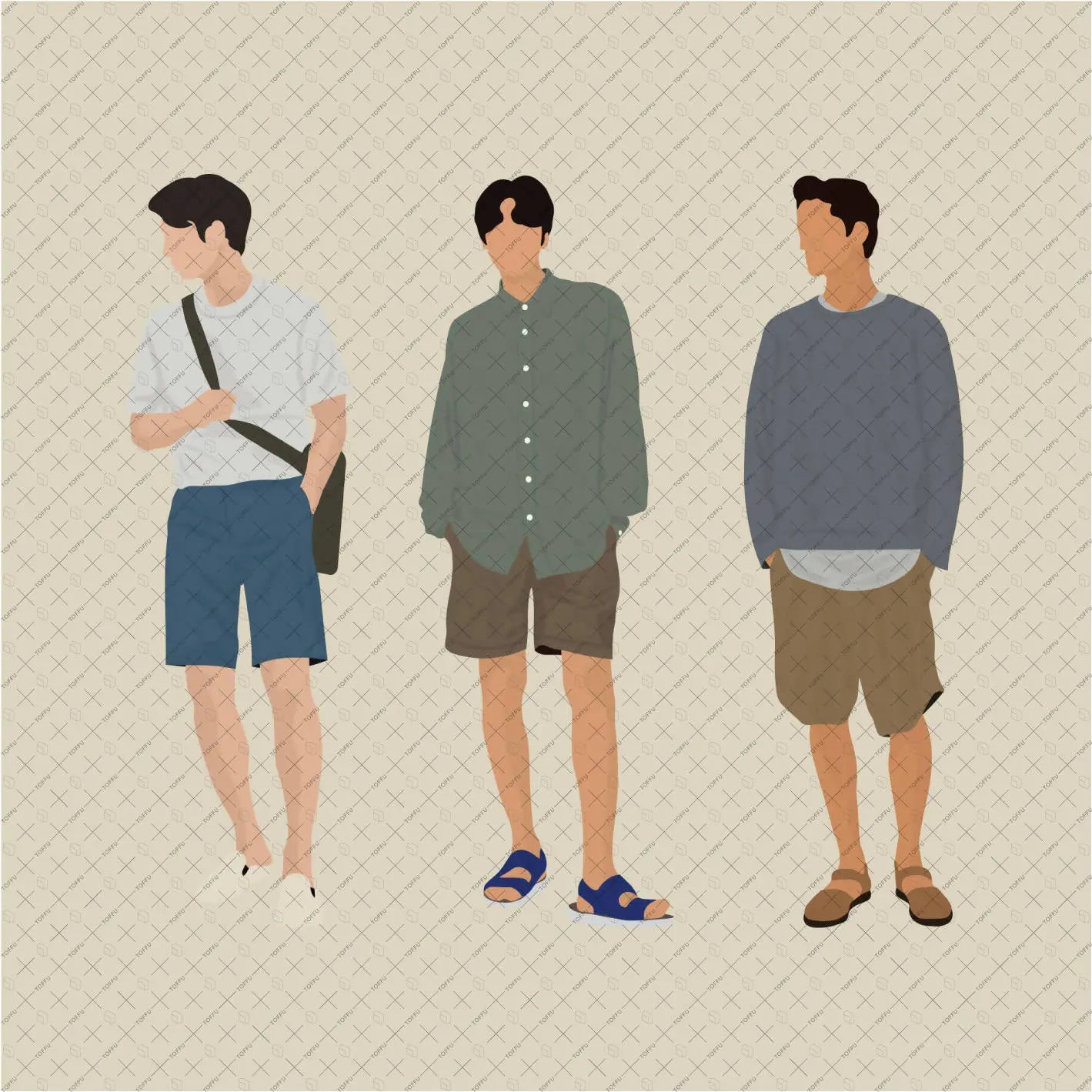 Flat Vector Men In Street Style Digital Artwork drawings | Toffu Co