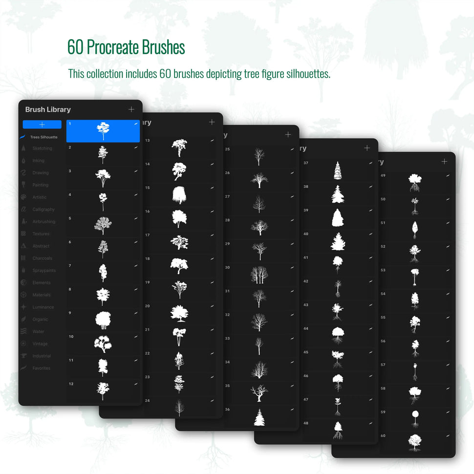 Procreate Silhouette Trees Brushset | Toffu Co