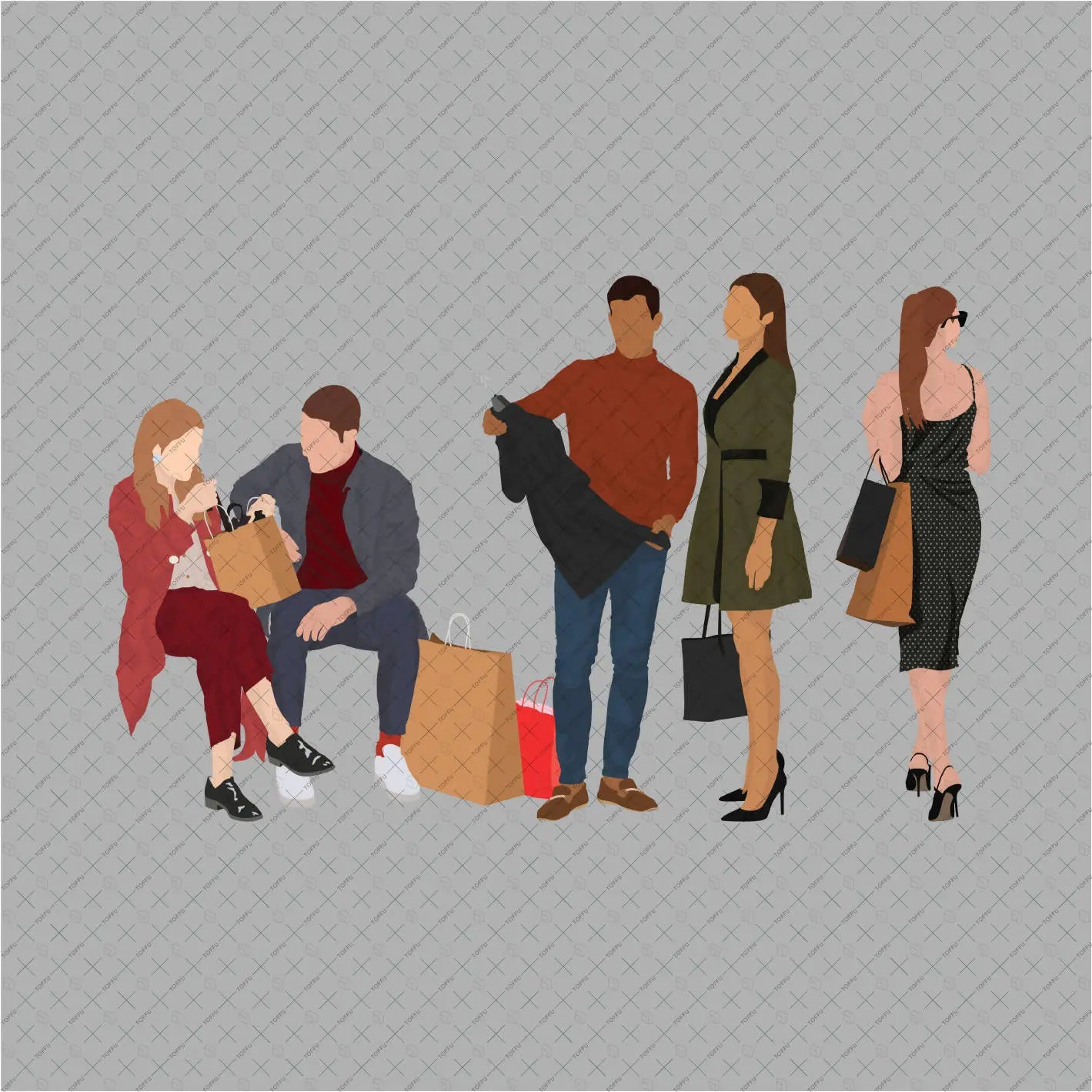Flat Vector People Shopping Pack Digital Artwork drawings | Toffu Co