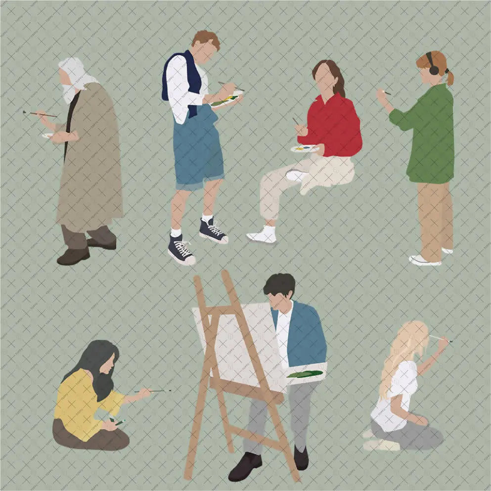 Flat Vector People Art Pack 2 Digital Artwork drawings | Toffu Co