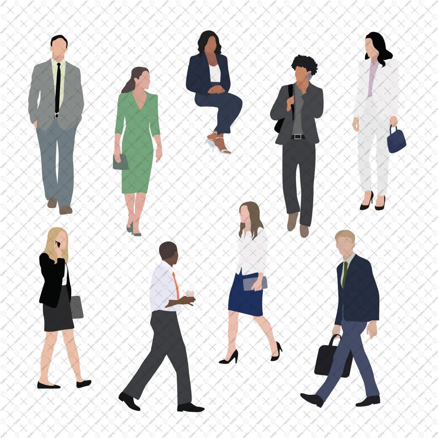 Flat Vector Formal Wear People Digital Artwork drawings | Toffu Co
