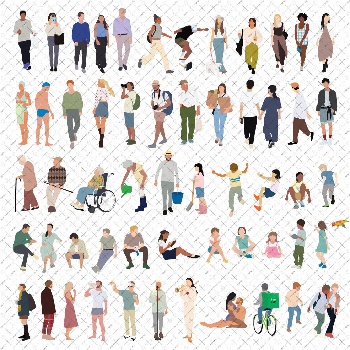 Flat Vector People Mega Pack Digital Artwork drawings | Toffu Co
