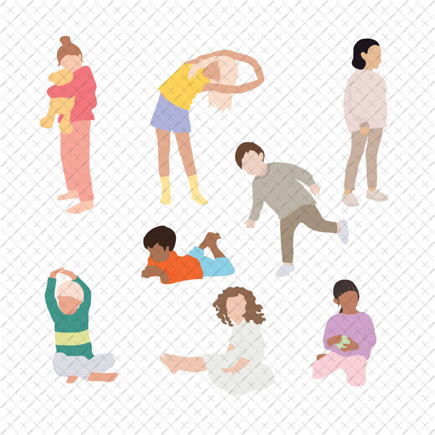 Flat Vector Indoor Kids PNG - Toffu Co