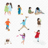 Flat Vector Kids Playing Digital Artwork drawings | Toffu Co