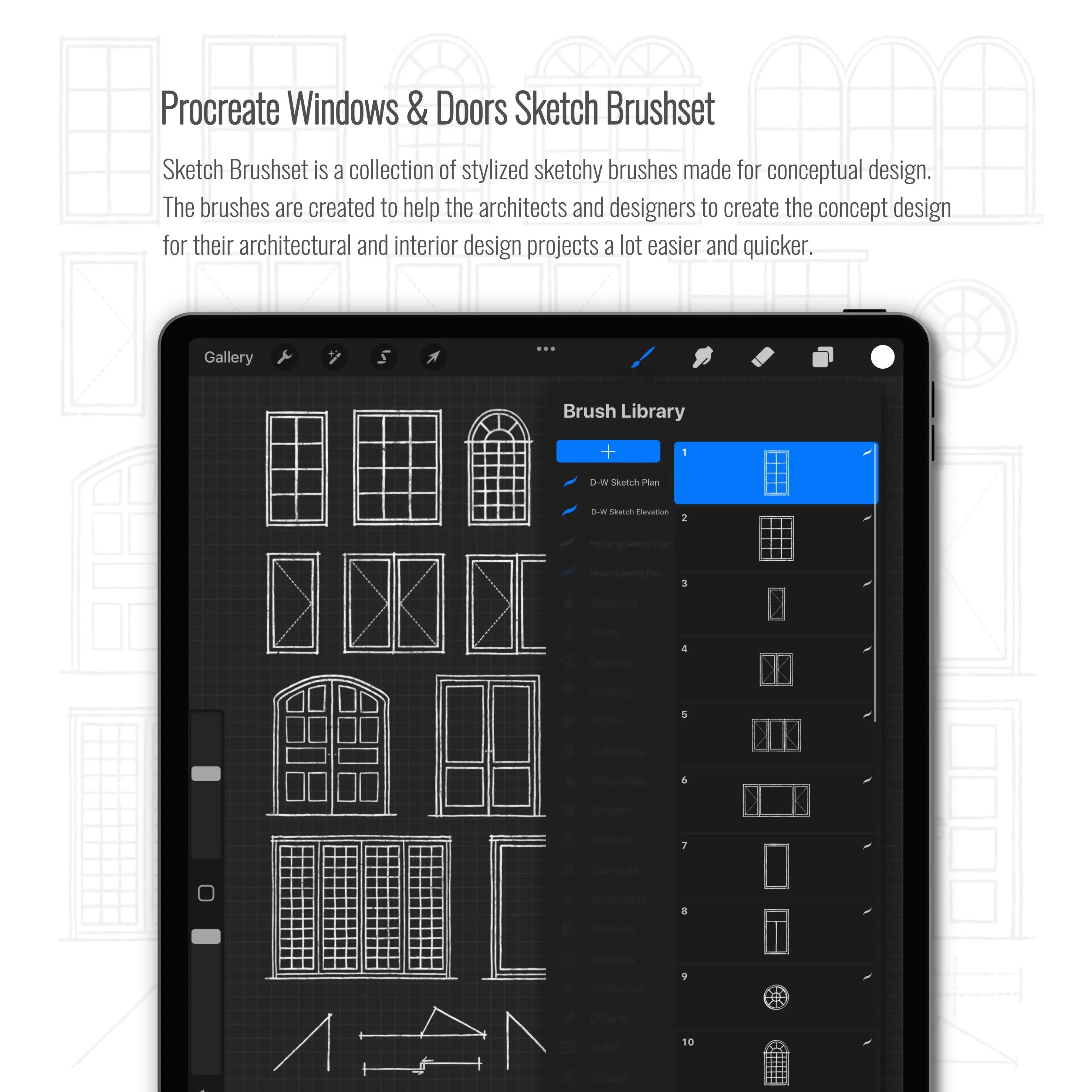Procreate Preview Window Procreate Windows & Doors Sketch Brushset – Toffu Co