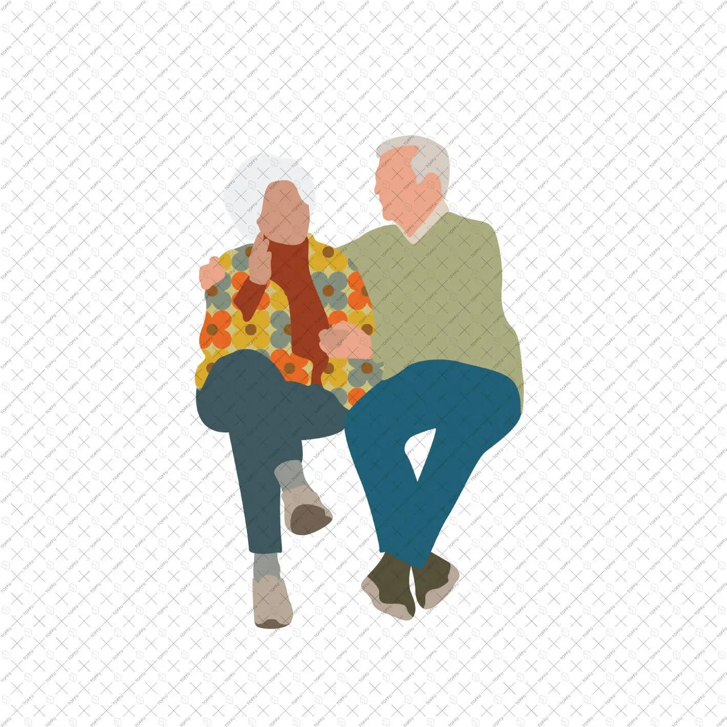 Flat Vector Elderly People Digital Artwork drawings | Toffu Co