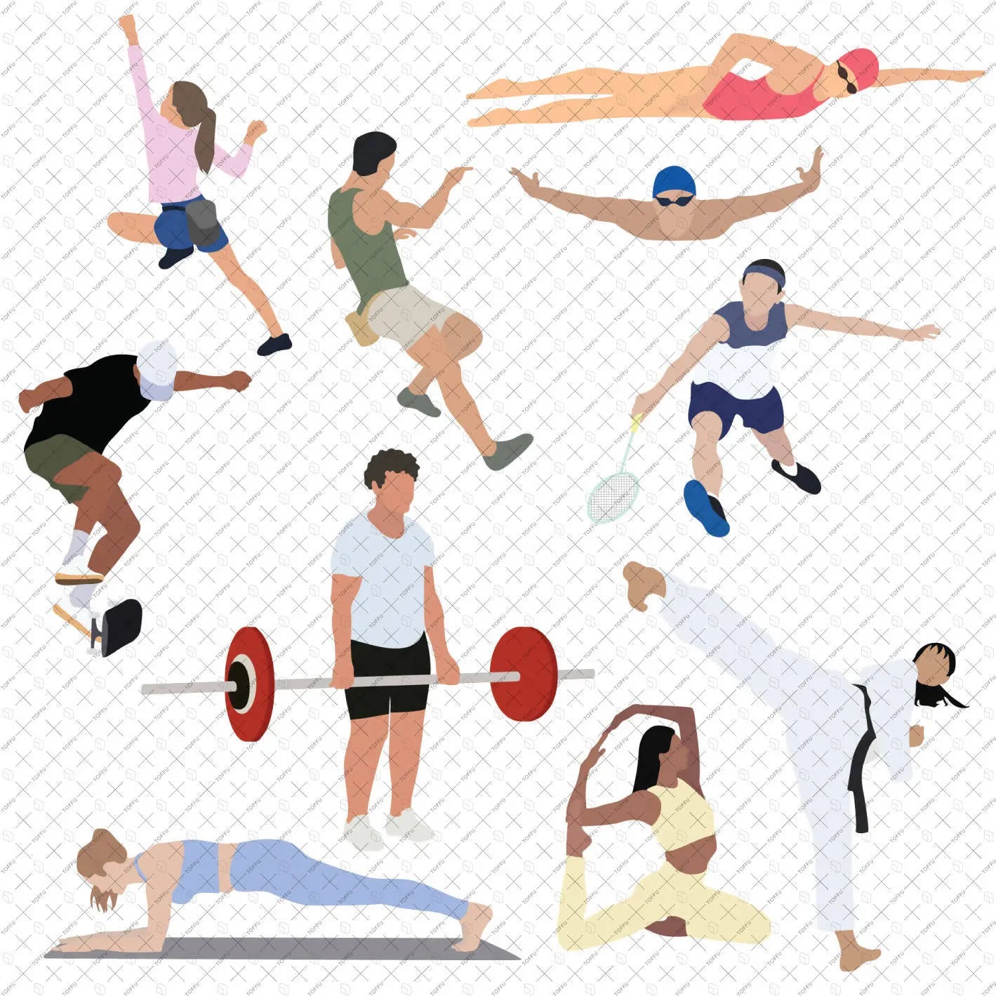 Flat Vector Sports People Digital Artwork drawings | Toffu Co