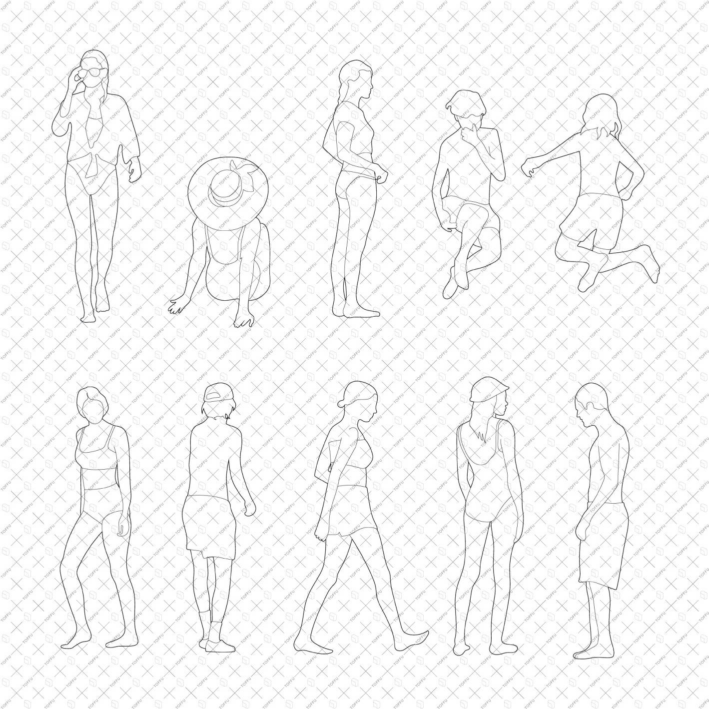 Cad Beach People DWG | Toffu Co