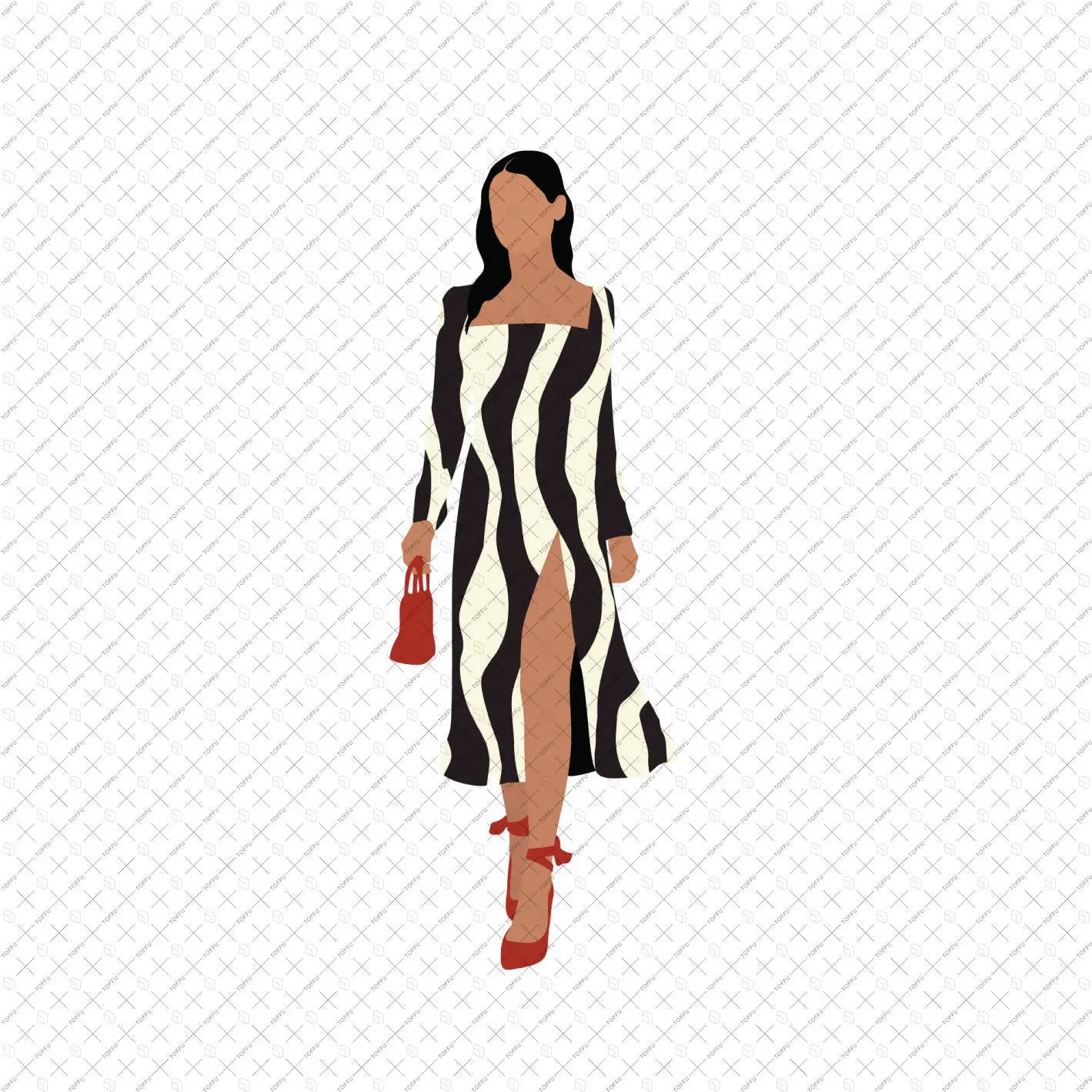 Flat Vector Women in Slit Dresses Digital Artwork drawings | Toffu Co