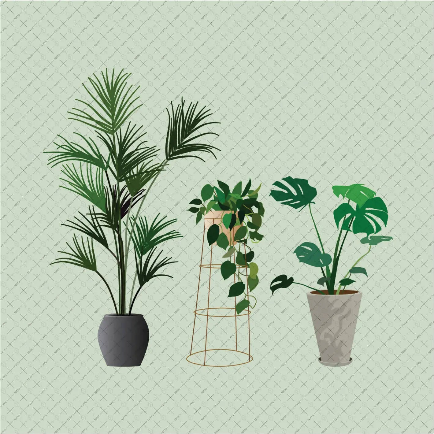 Flat Vector 15 Plants Pack Digital Artwork drawings | Toffu Co