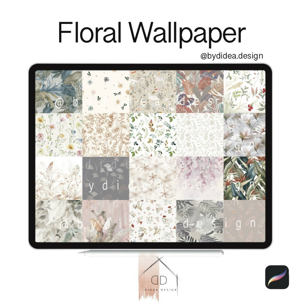 Procreate Floral Wallpaper Texture Cutouts PNG - Toffu Co