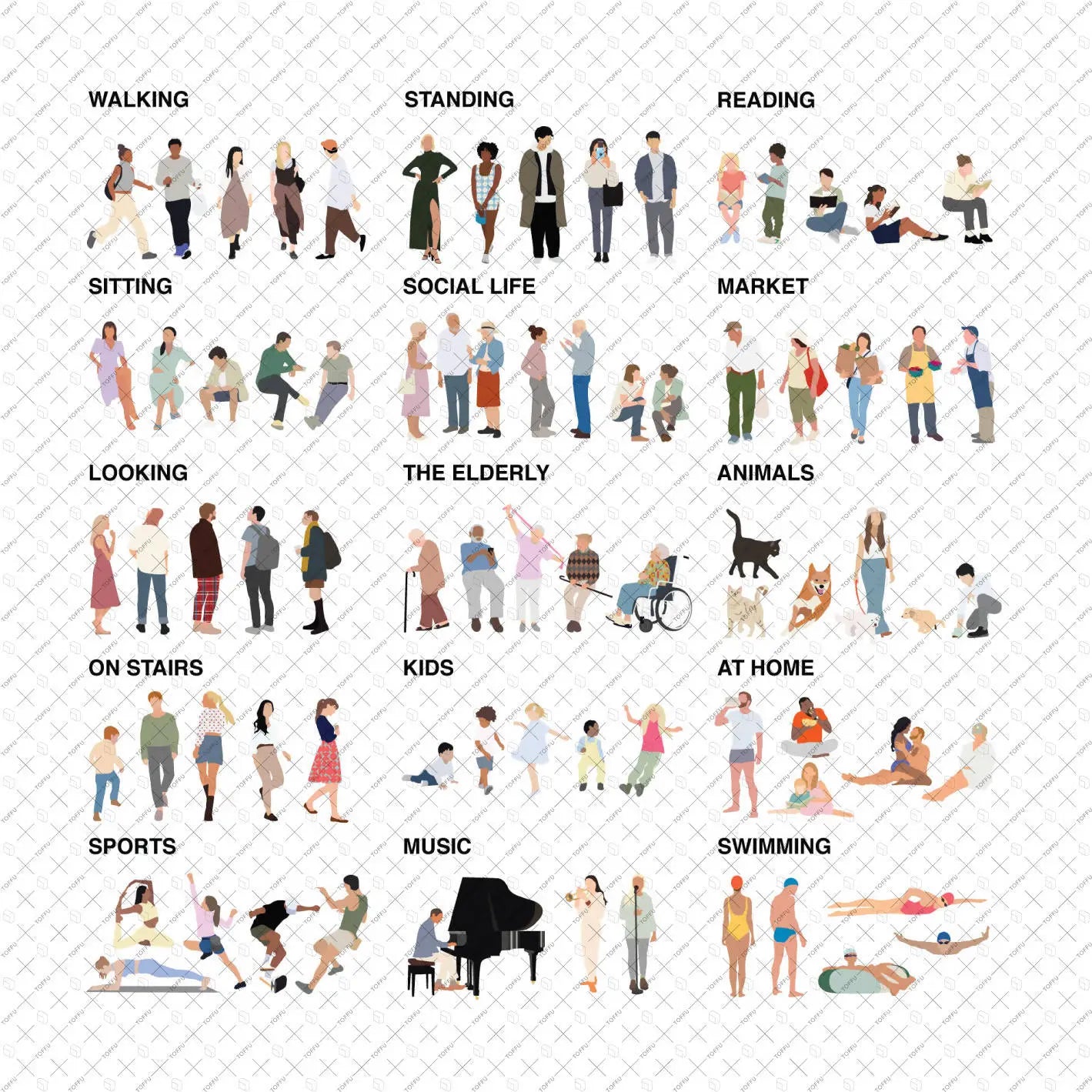 Flat Vector People by Category PNG - Toffu Co