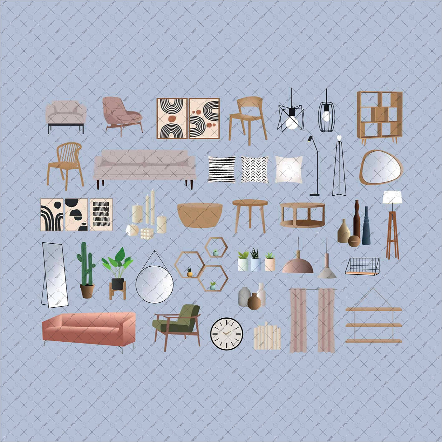 Flat Vector House Decorative Objects PNG - Toffu Co