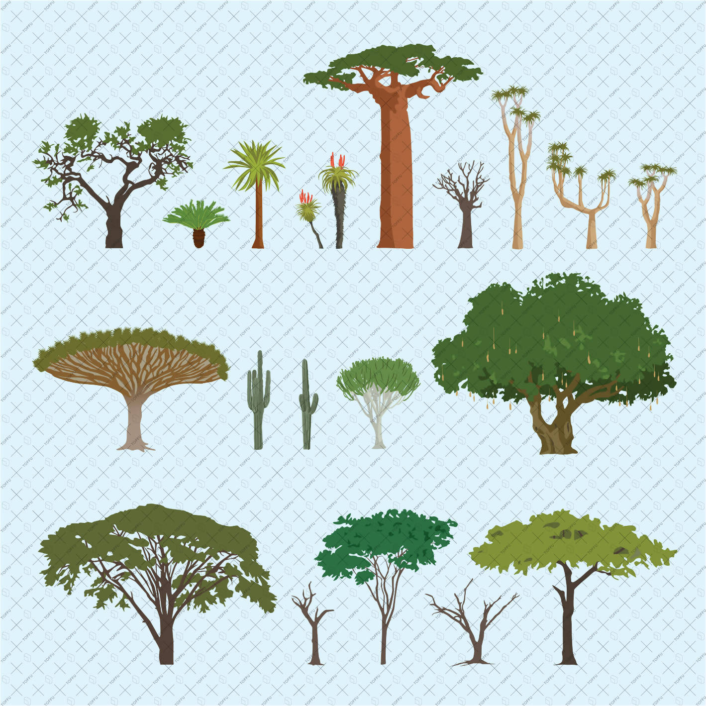 Flat Vector Trees & Plants PNG - Toffu Co