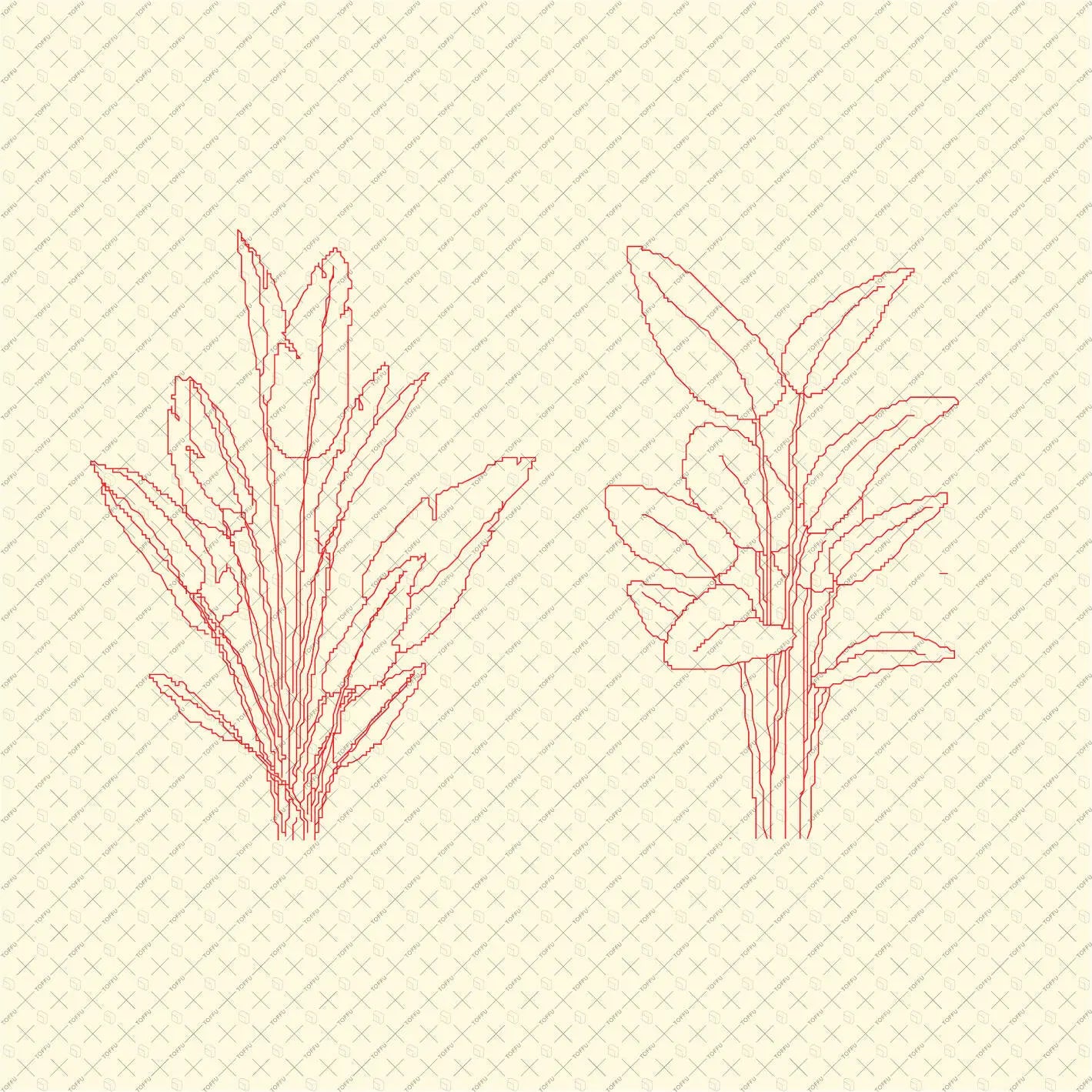 Cad Tropical Vegetation Digital Artwork drawings | Toffu Co