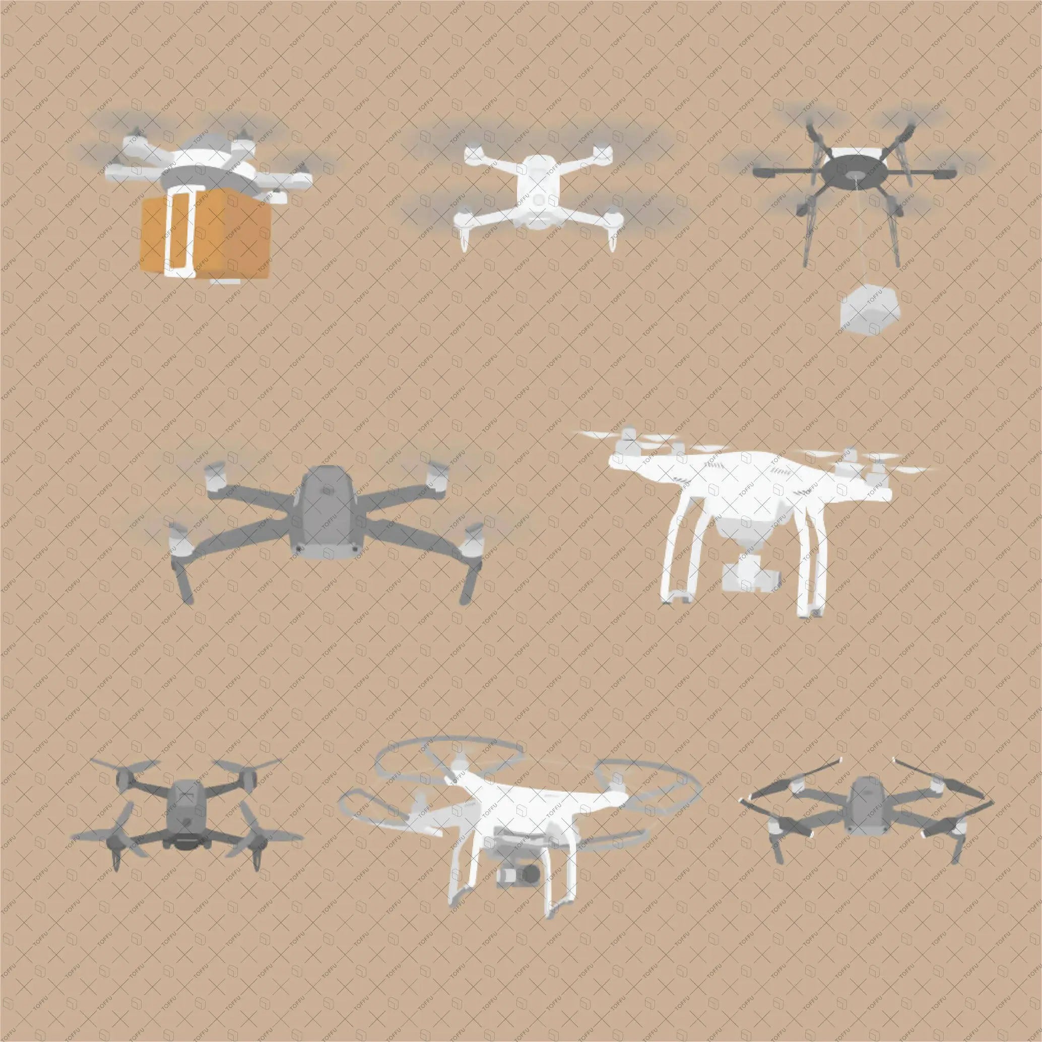 Flat Vector Drones Digital Artwork drawings | Toffu Co
